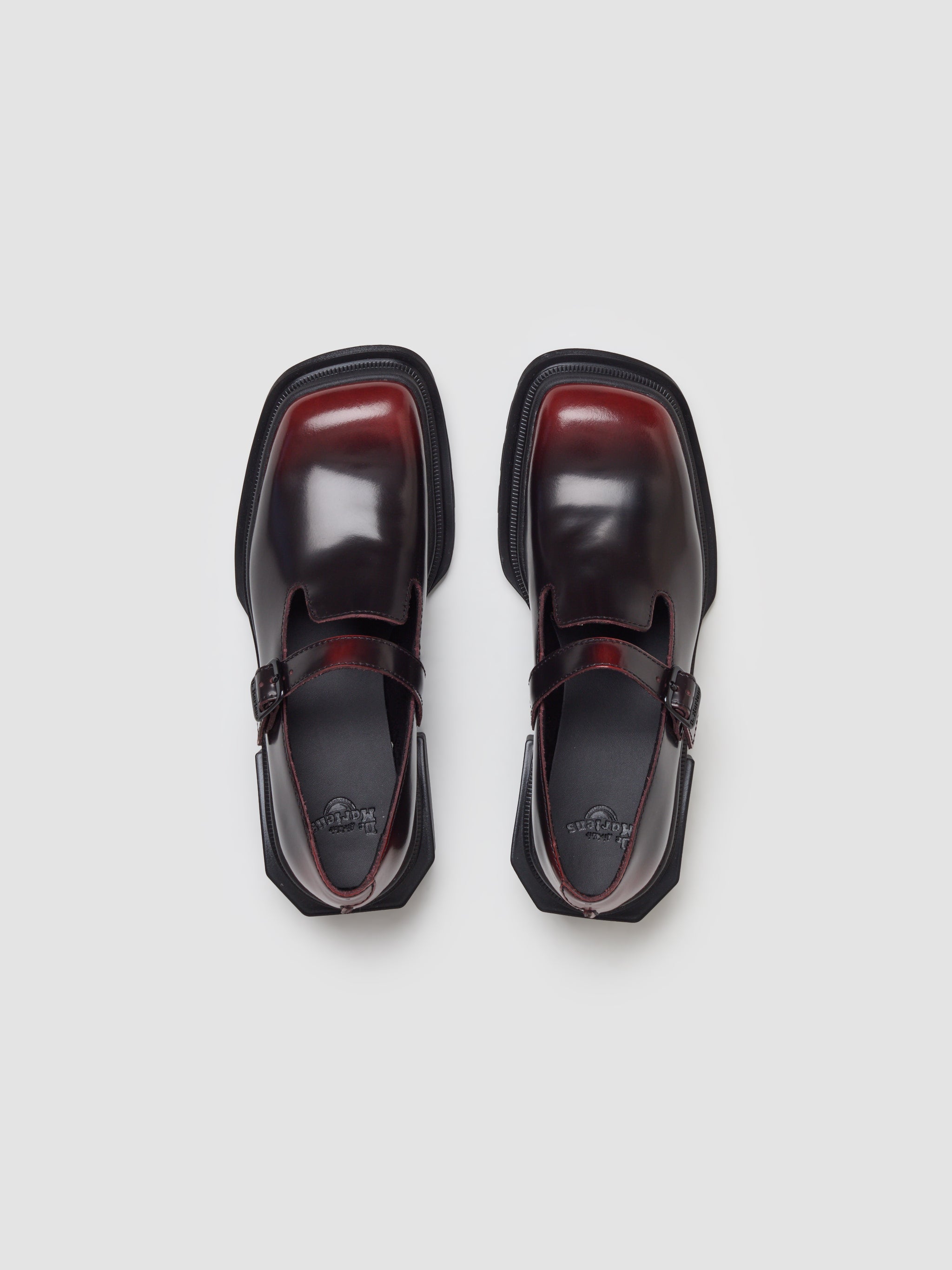 Maybole Square Toe Mary Jane Shoes in Black & Cherry Red