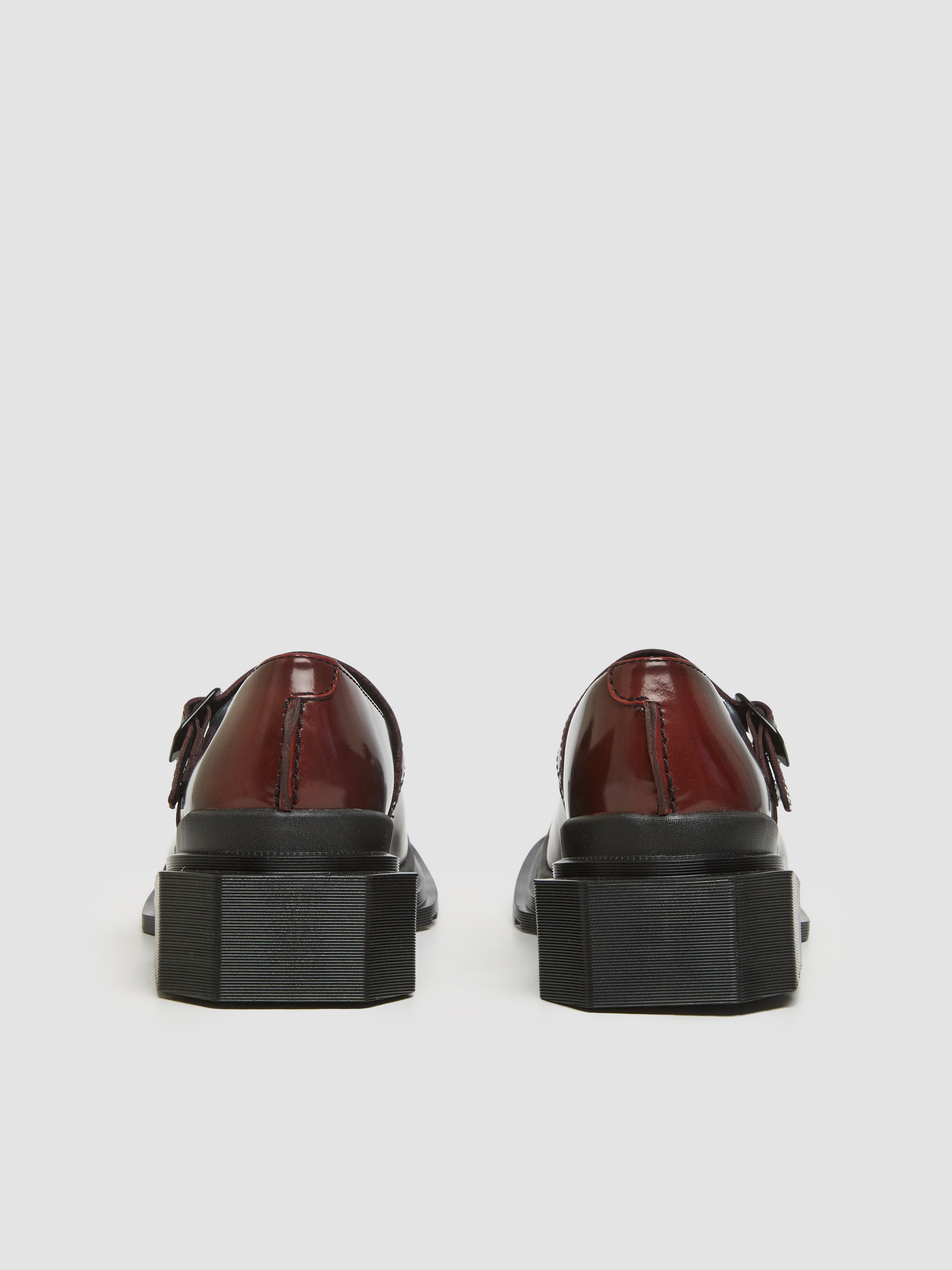 Maybole Square Toe Mary Jane Shoes in Black & Cherry Red