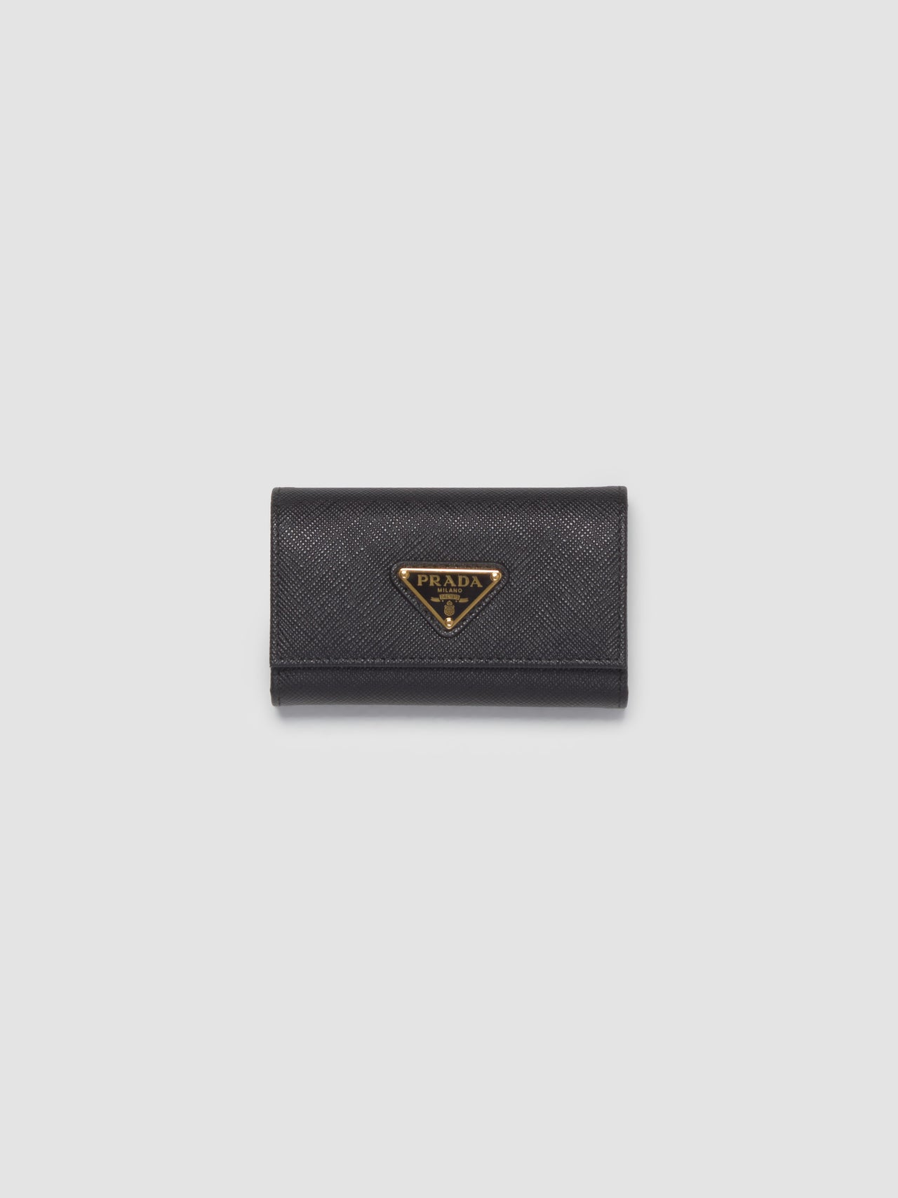 Saffiano Leather Key Case in Black