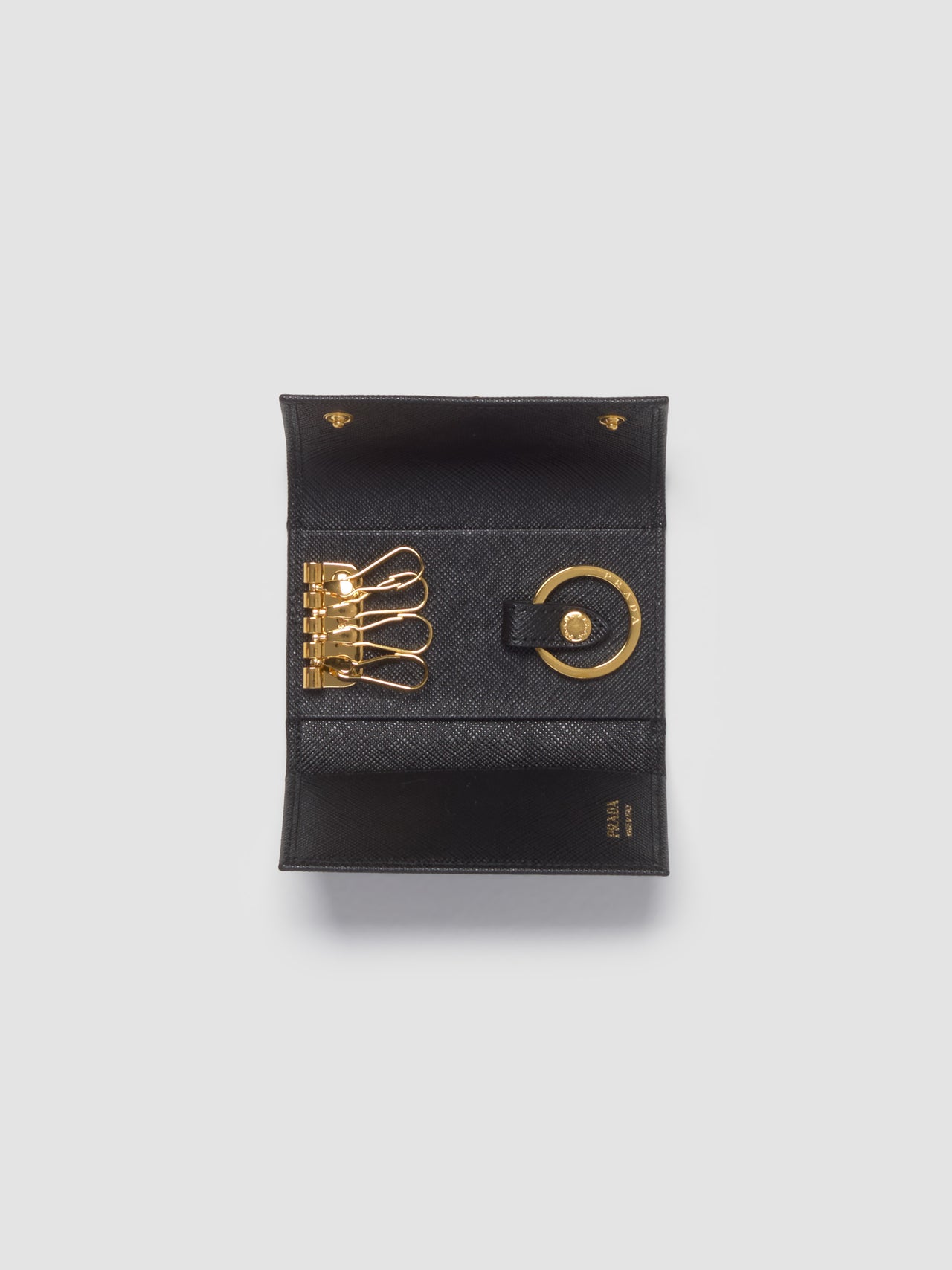 Saffiano Leather Key Case in Black