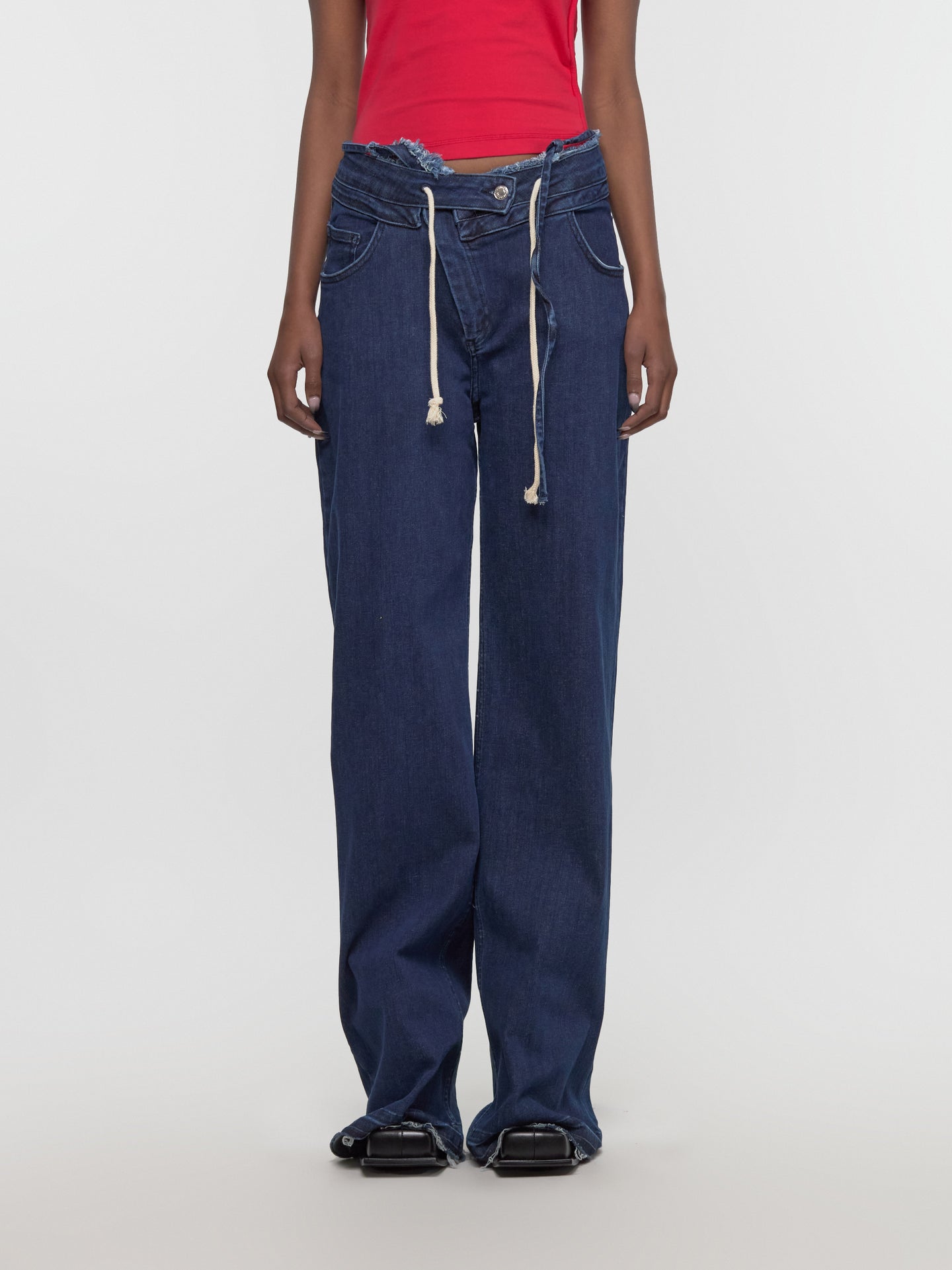 Double Fold Pants in Blue