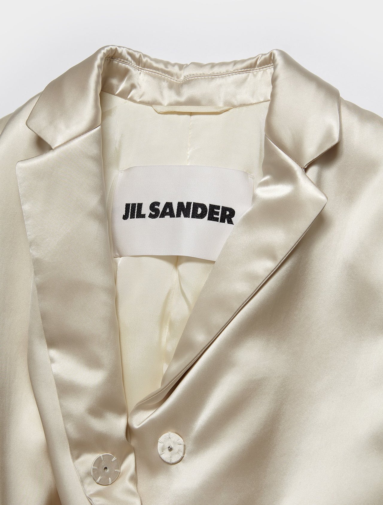 Satin Trench Coat in Open Beige