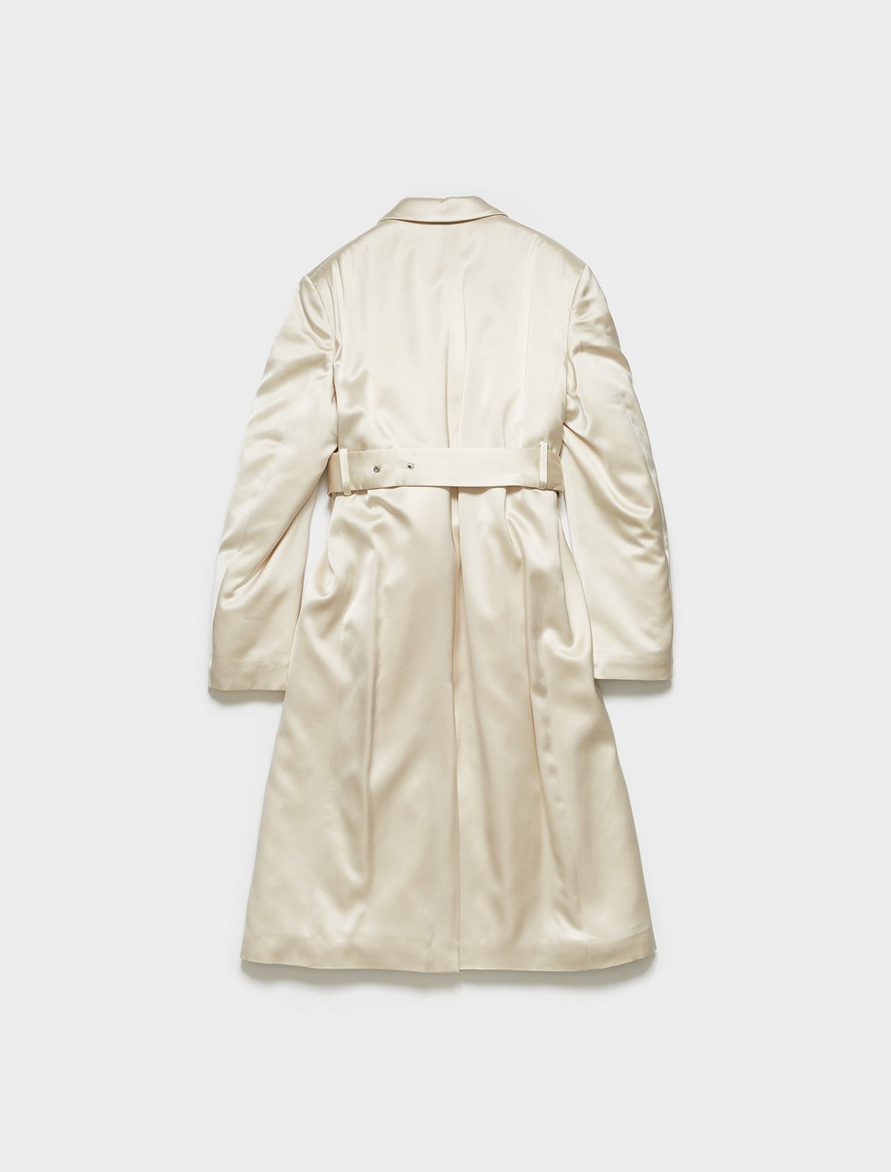 Satin Trench Coat in Open Beige