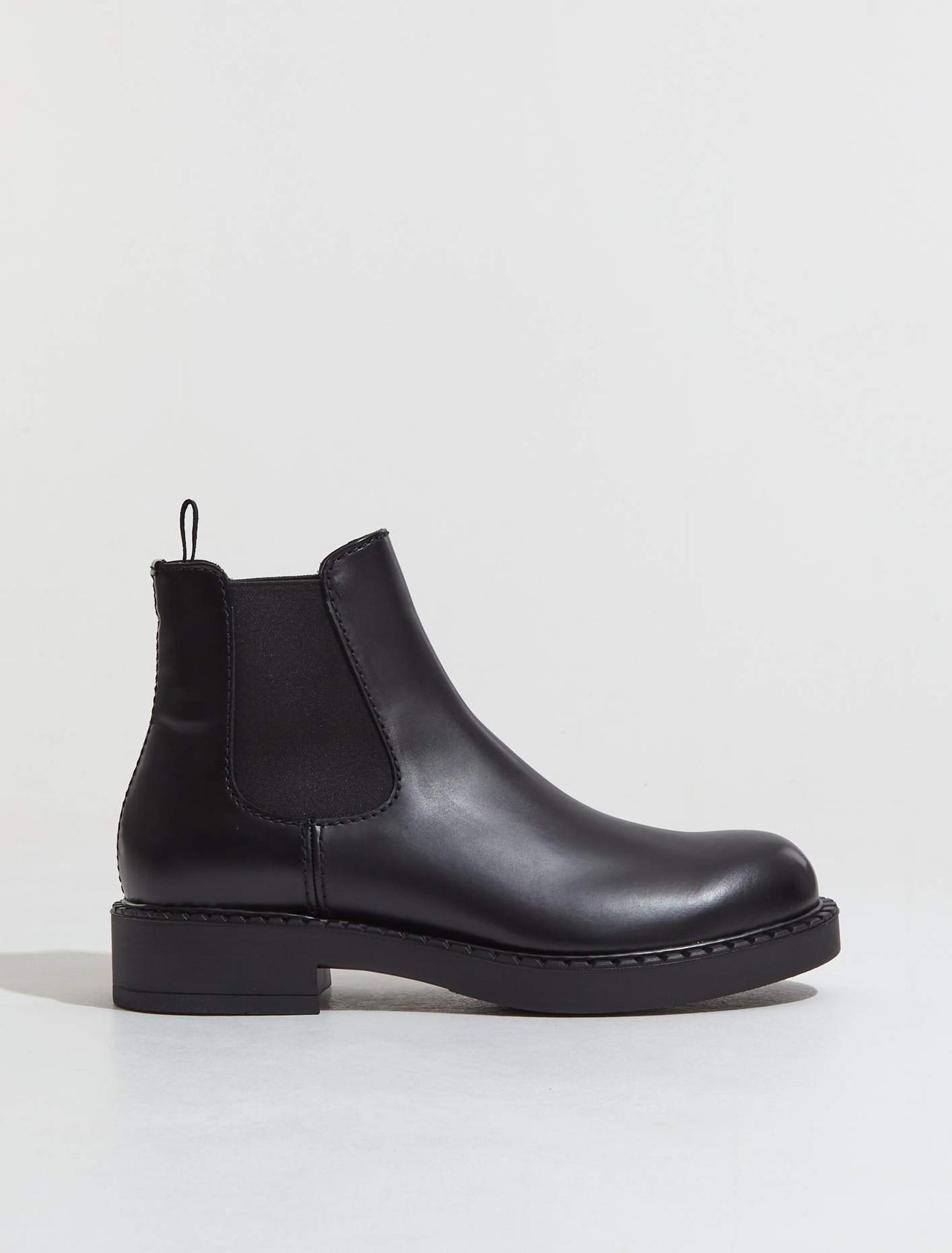 Brushed Leather Chelsea Boots in Black