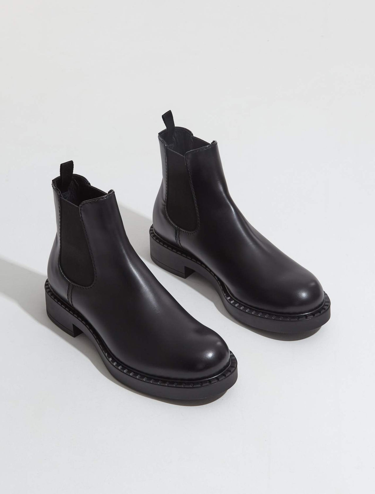 Brushed Leather Chelsea Boots in Black