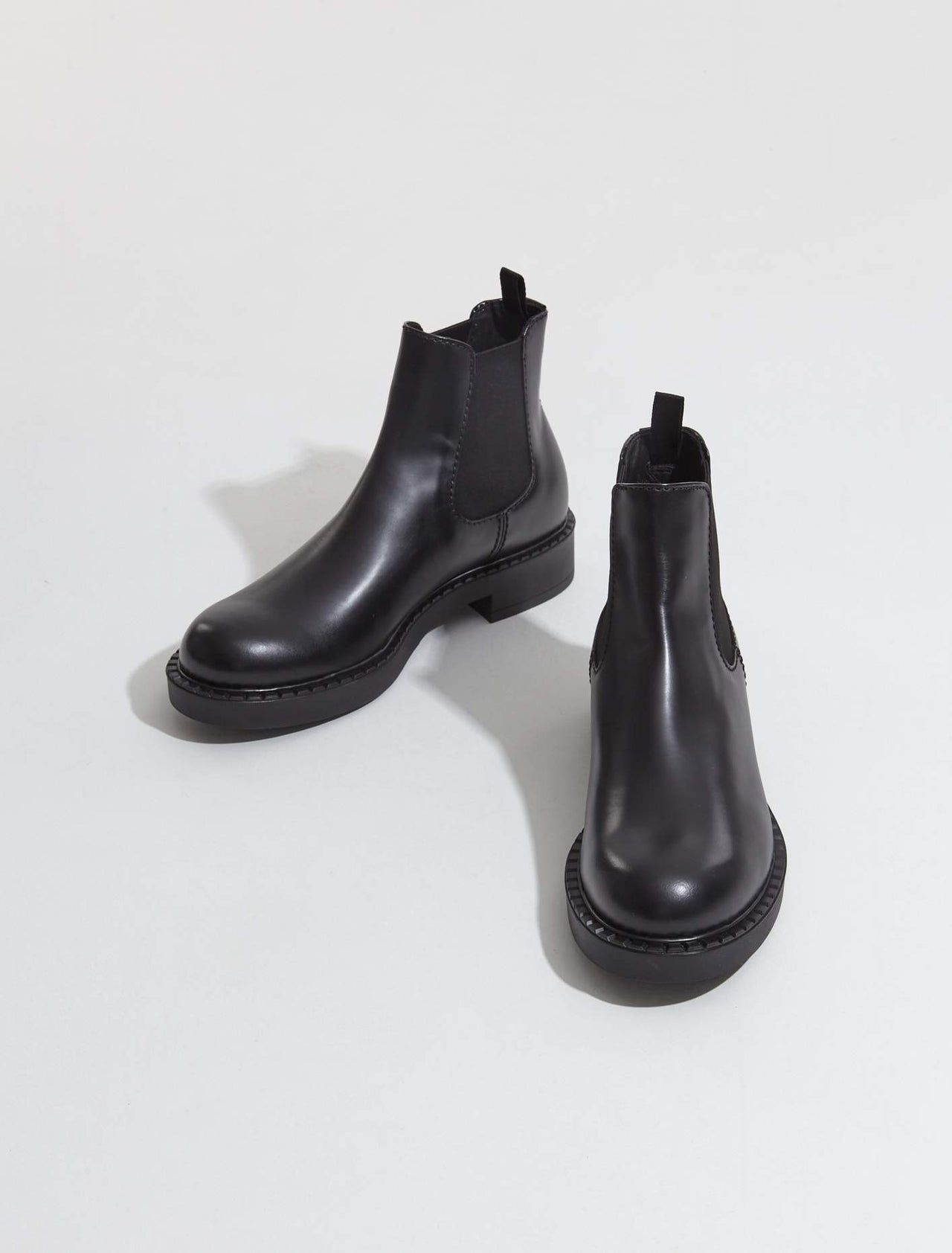 Brushed Leather Chelsea Boots in Black
