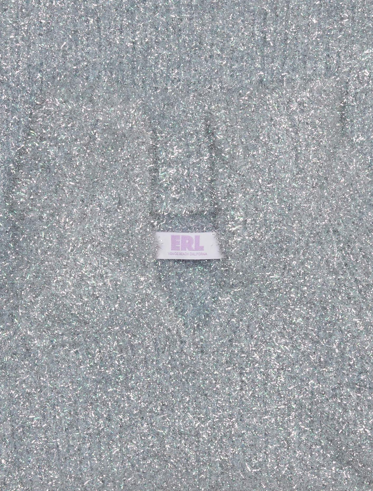 Open Neck Glitter Raglan Knit Pullover in Silver