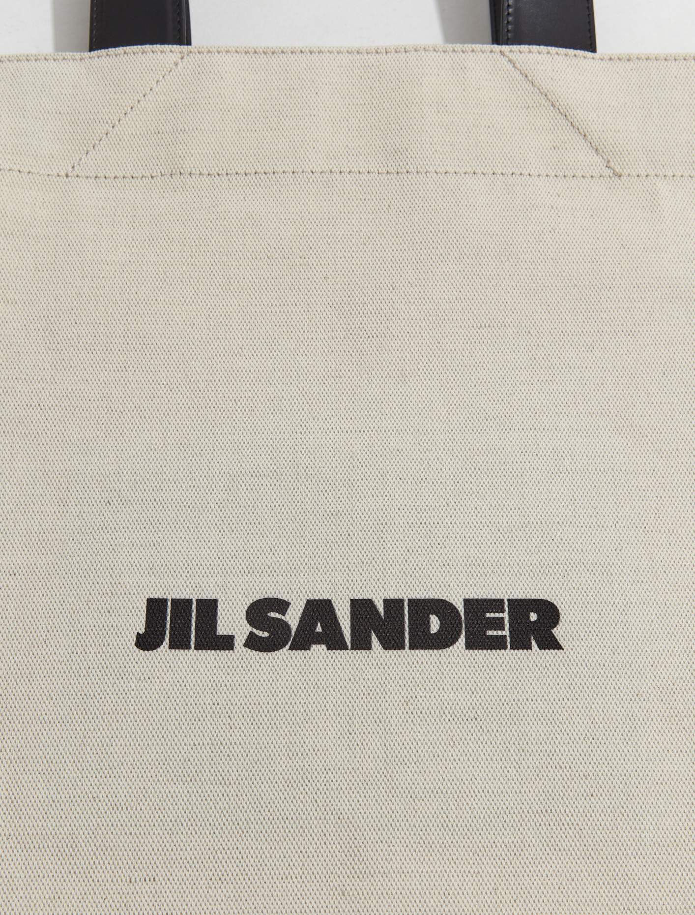 Canvas Tote Bag with Leather Strap in Natural
