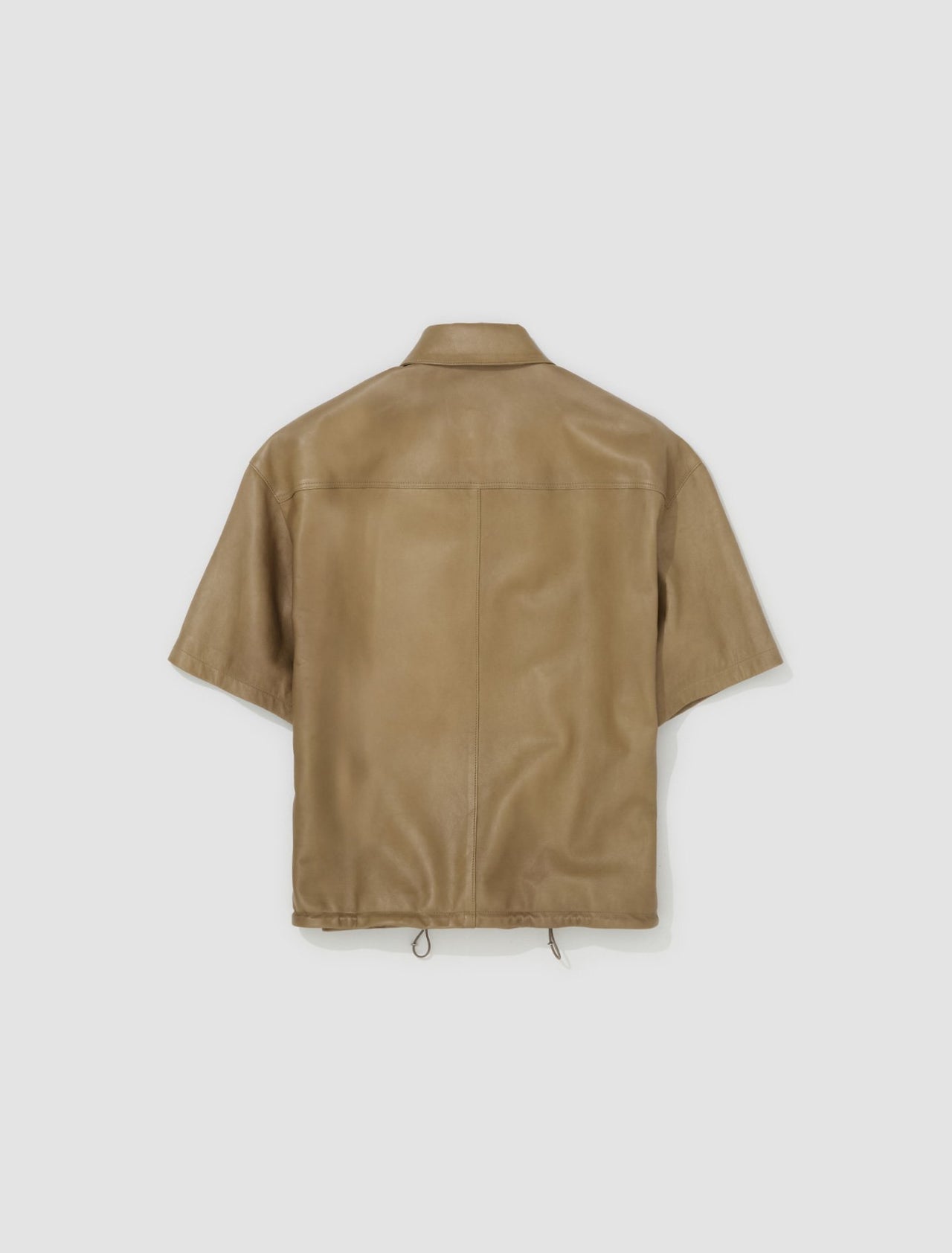 Zip-Up Leather Jacket in Beige