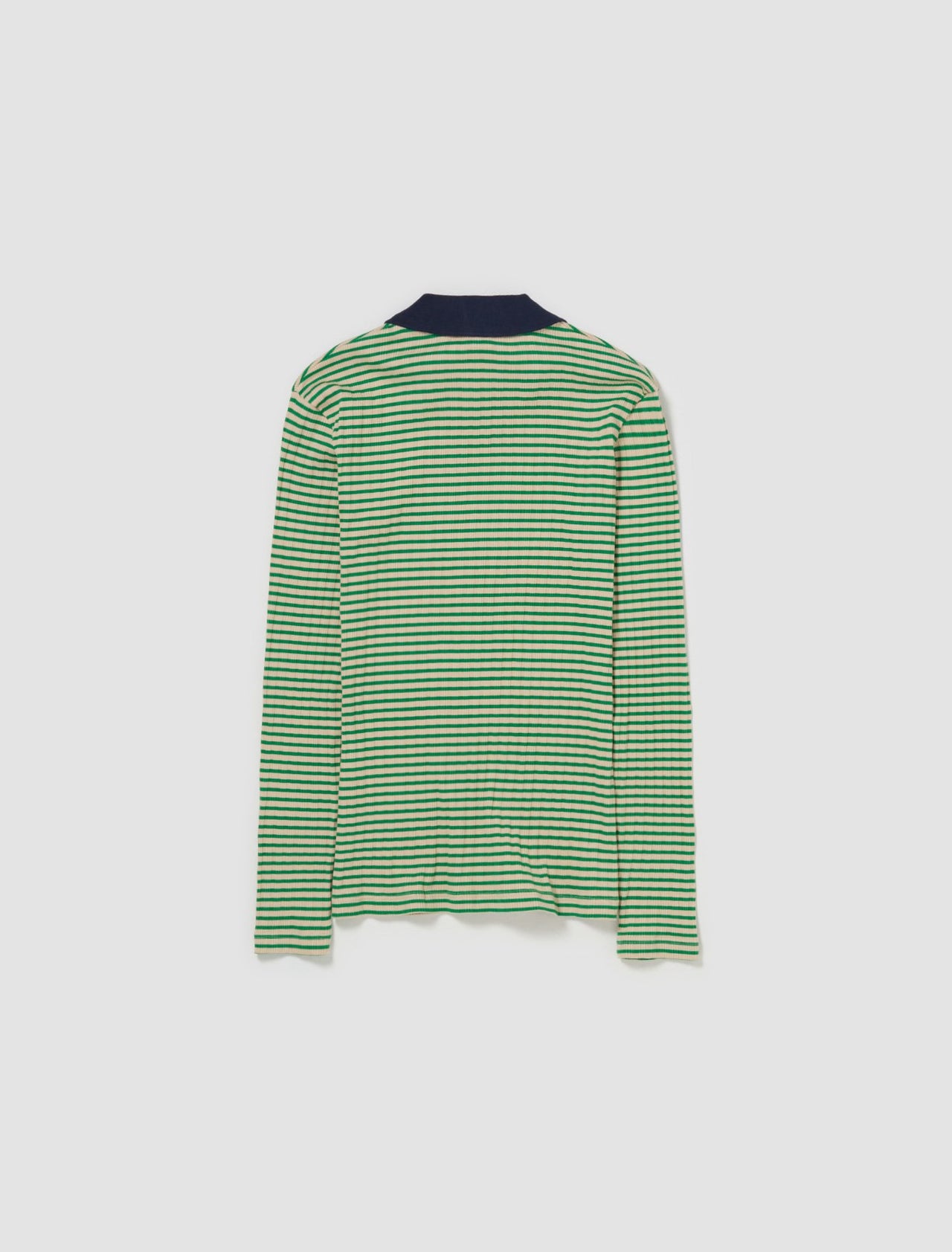 Sonic Long Sleeve Polo in Ivory & Green