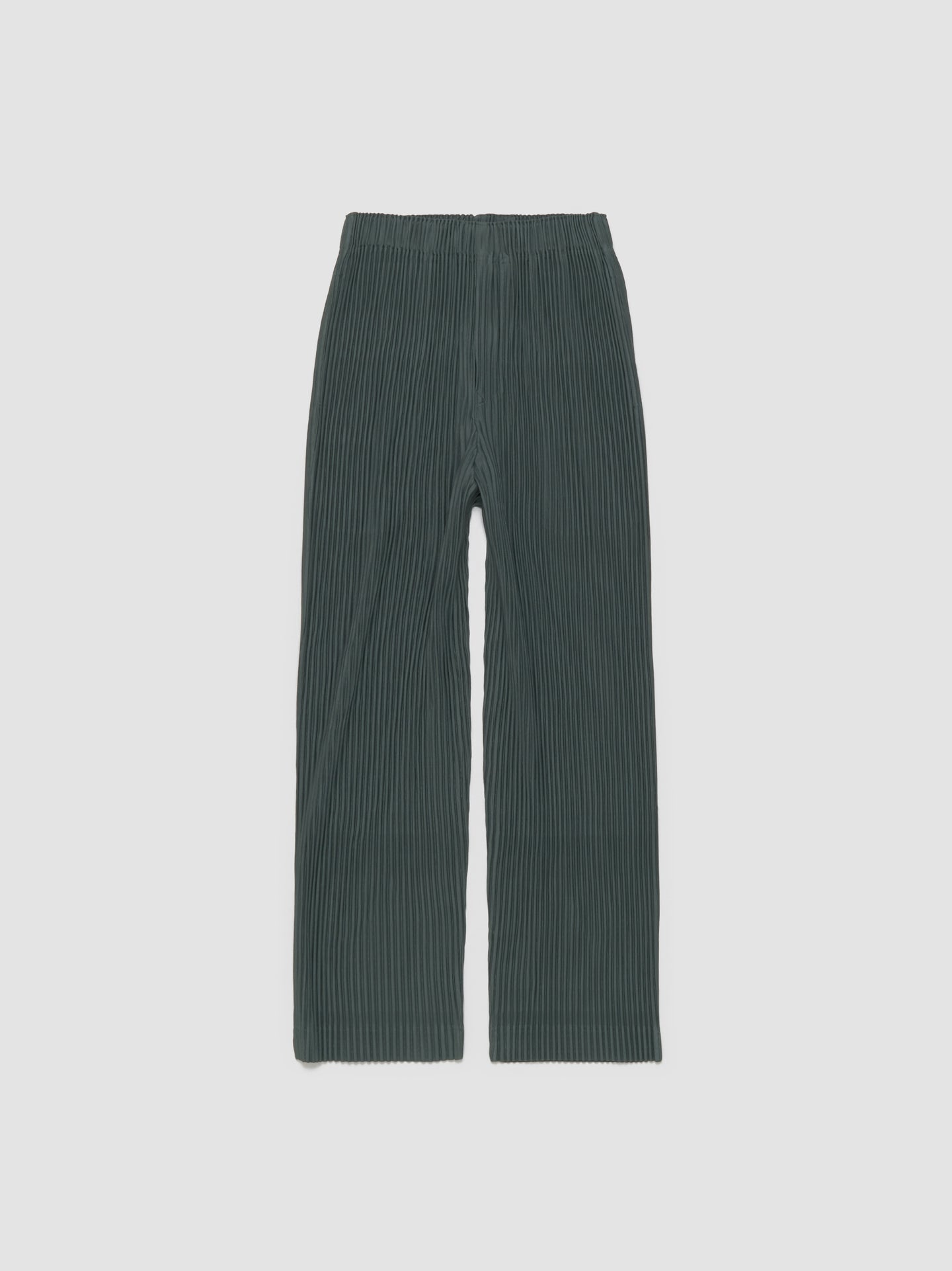Pleated Straight Leg Trousers in Moss Green
