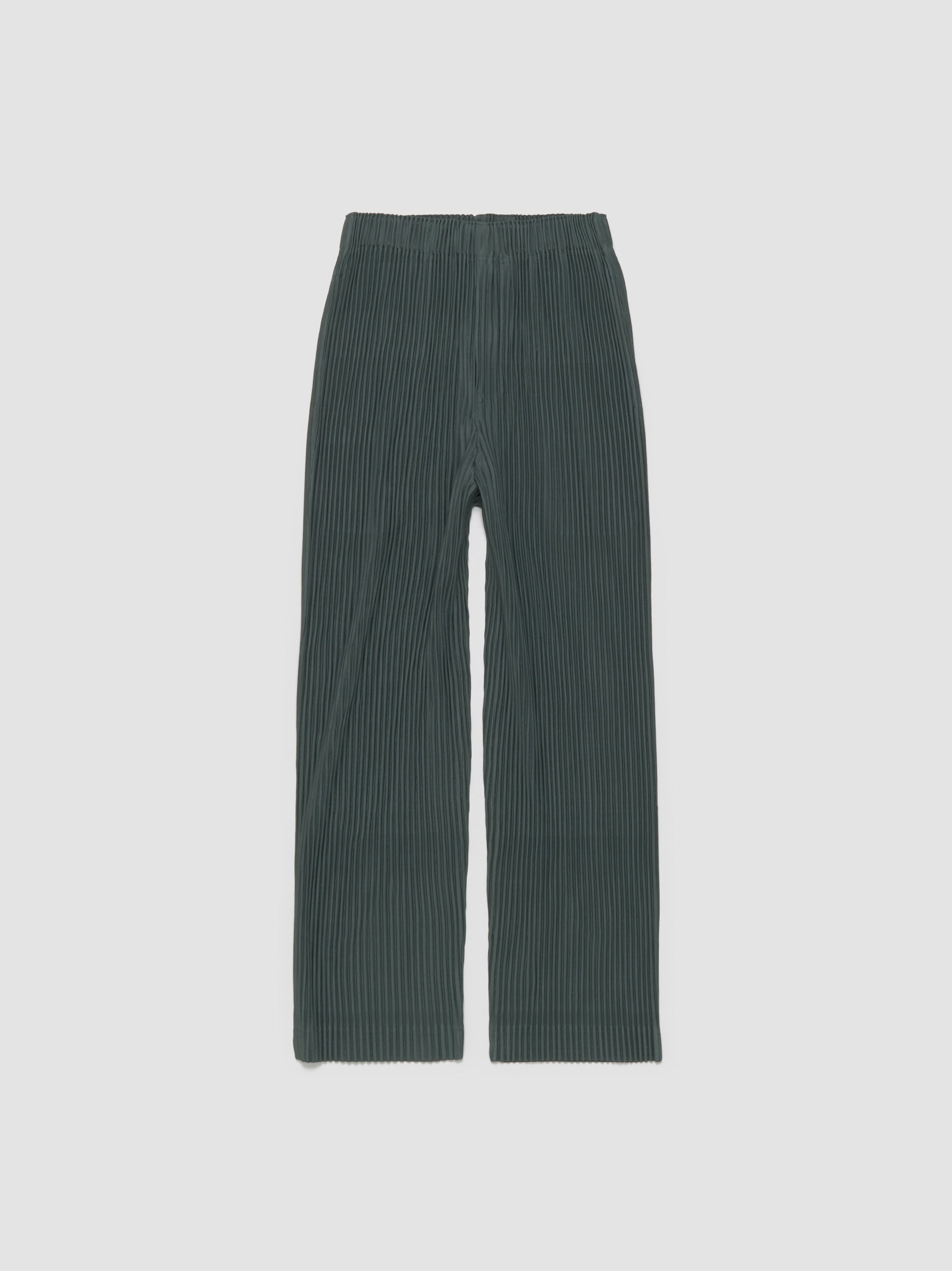 Pleated Straight Leg Trousers in Moss Green