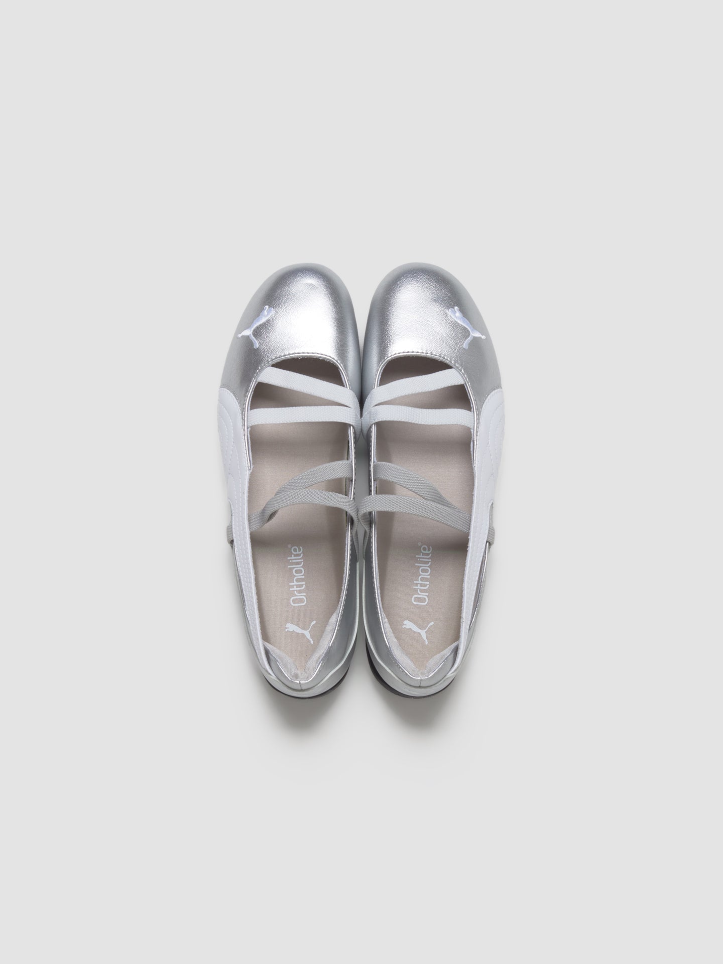 Speedcat Ballet Sneaker in Silver & White
