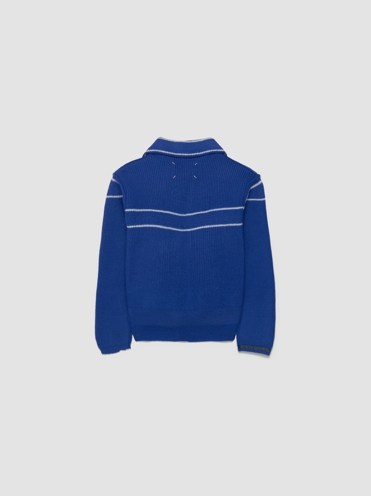 Wool Cardigan in Bluette & Off White