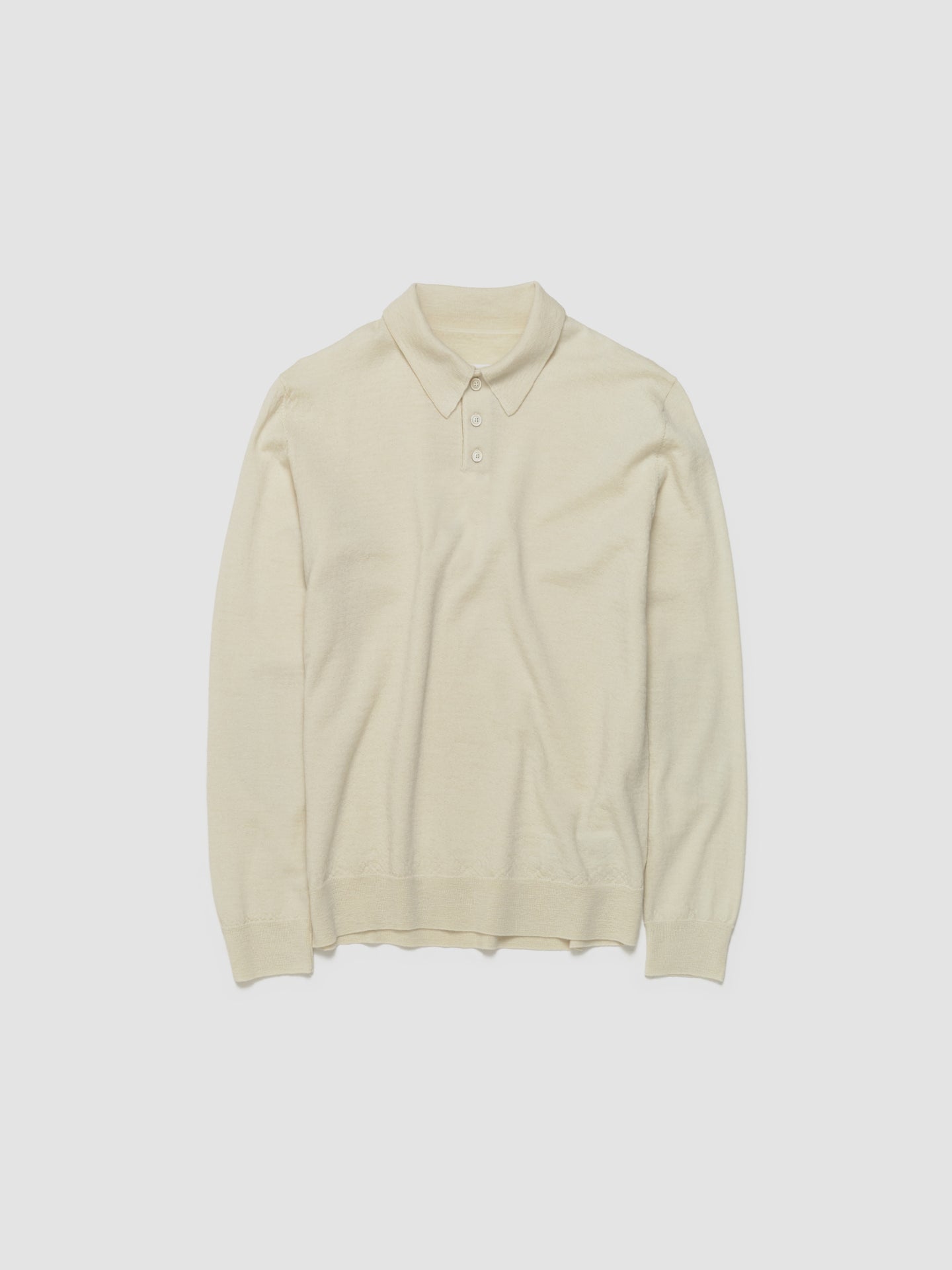 Long Sleeve Polo in Ecru