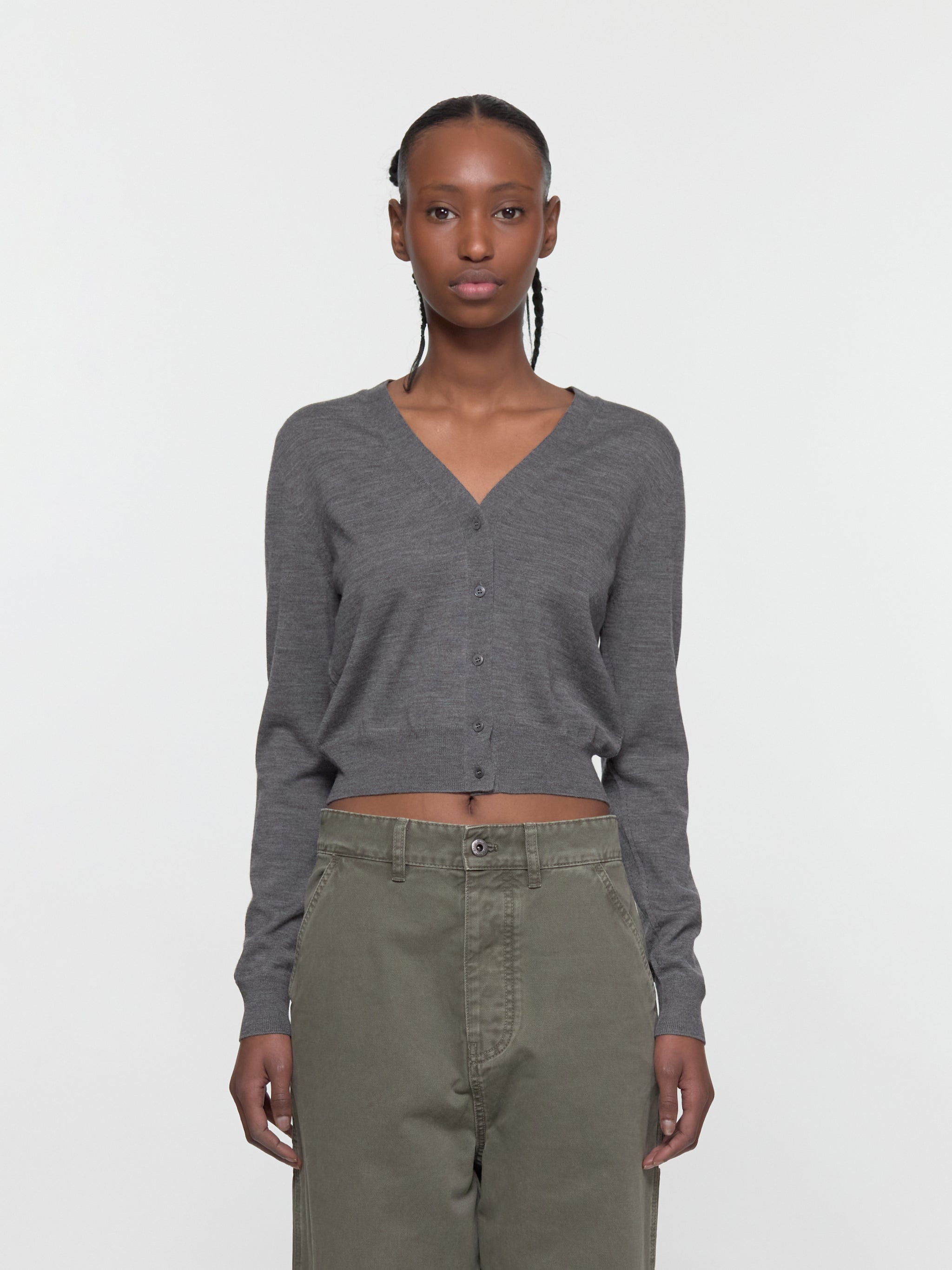 Wool Cardigan in Slate Gray