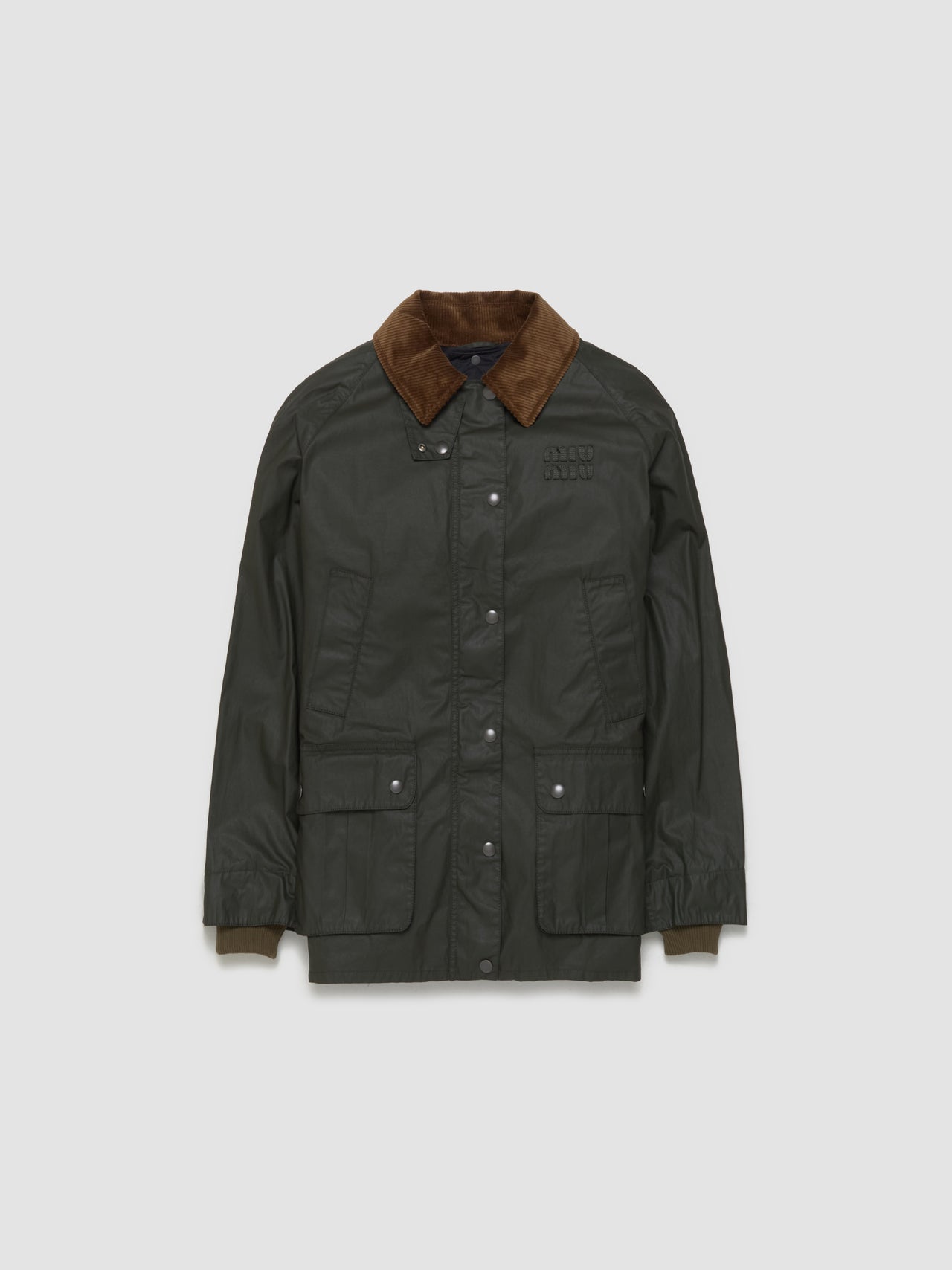 Padded Waxed Jacket in Khaki & Brown
