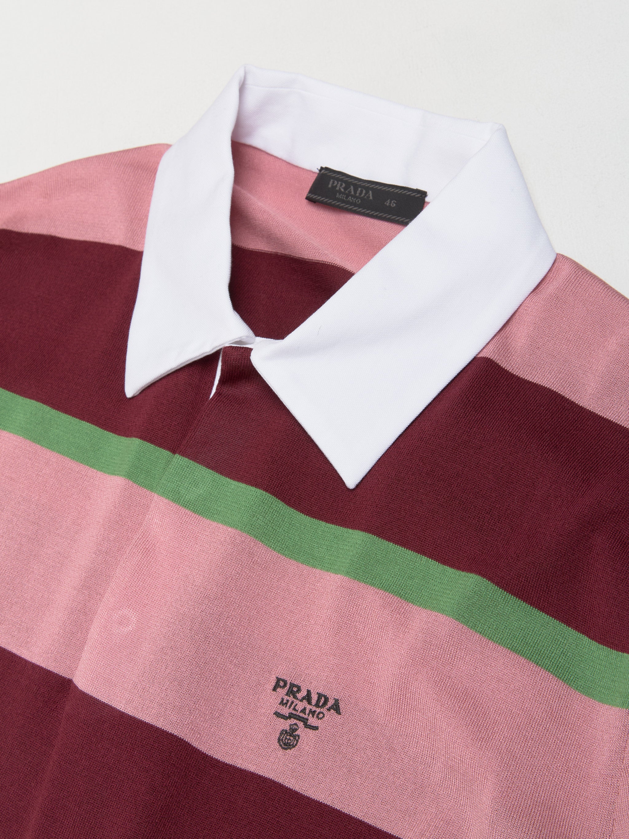 Striped Silk and Cotton Polo Shirt in Burgundy