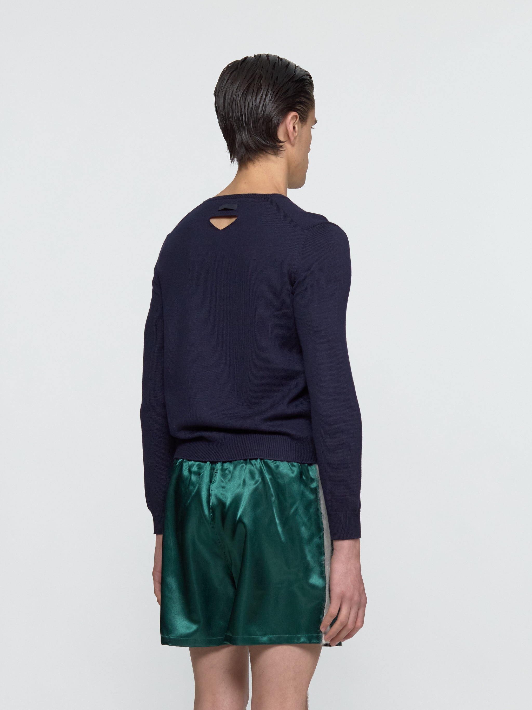 V-Neck Wool Sweater in Blue