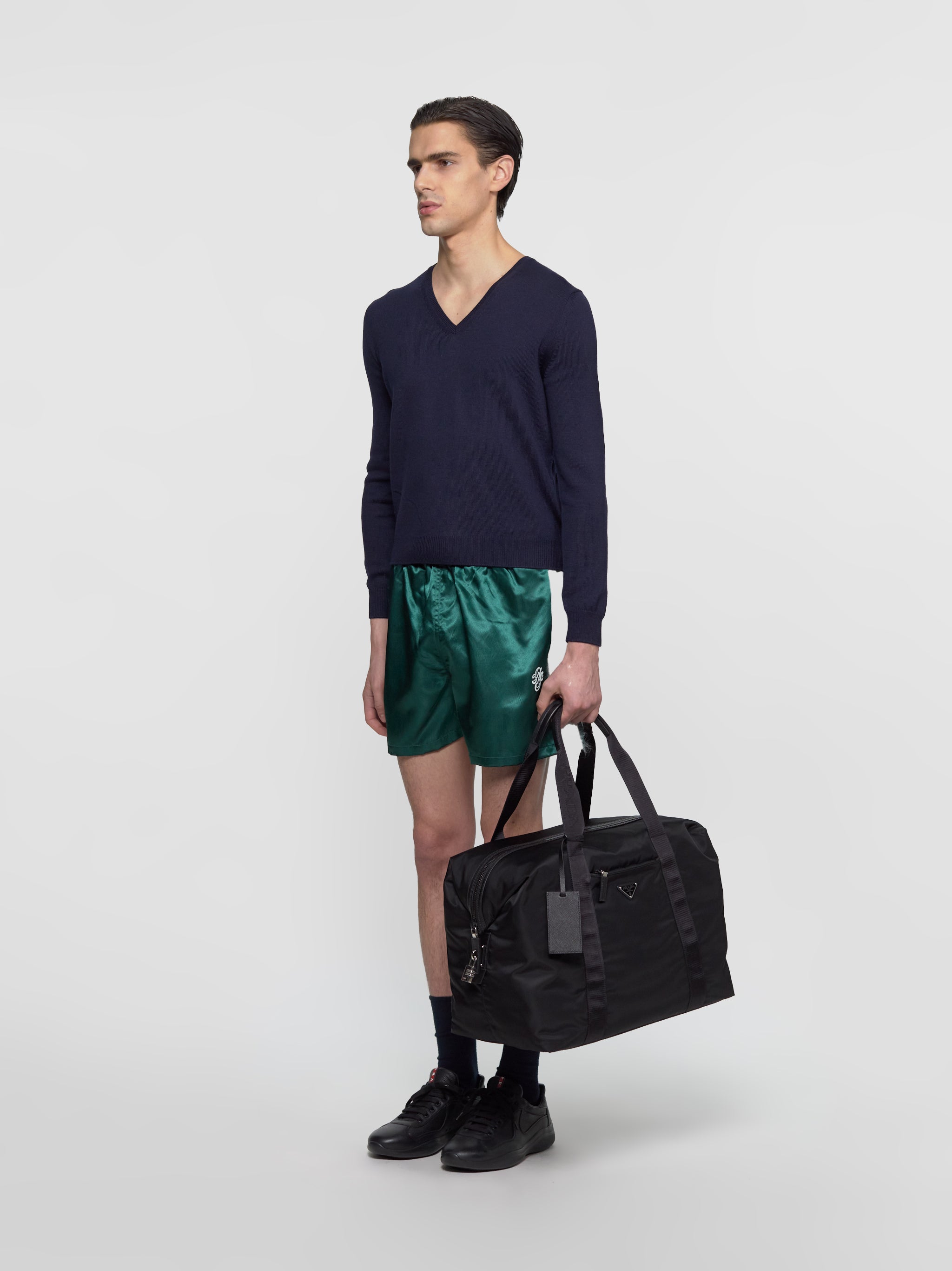 V-Neck Wool Sweater in Blue