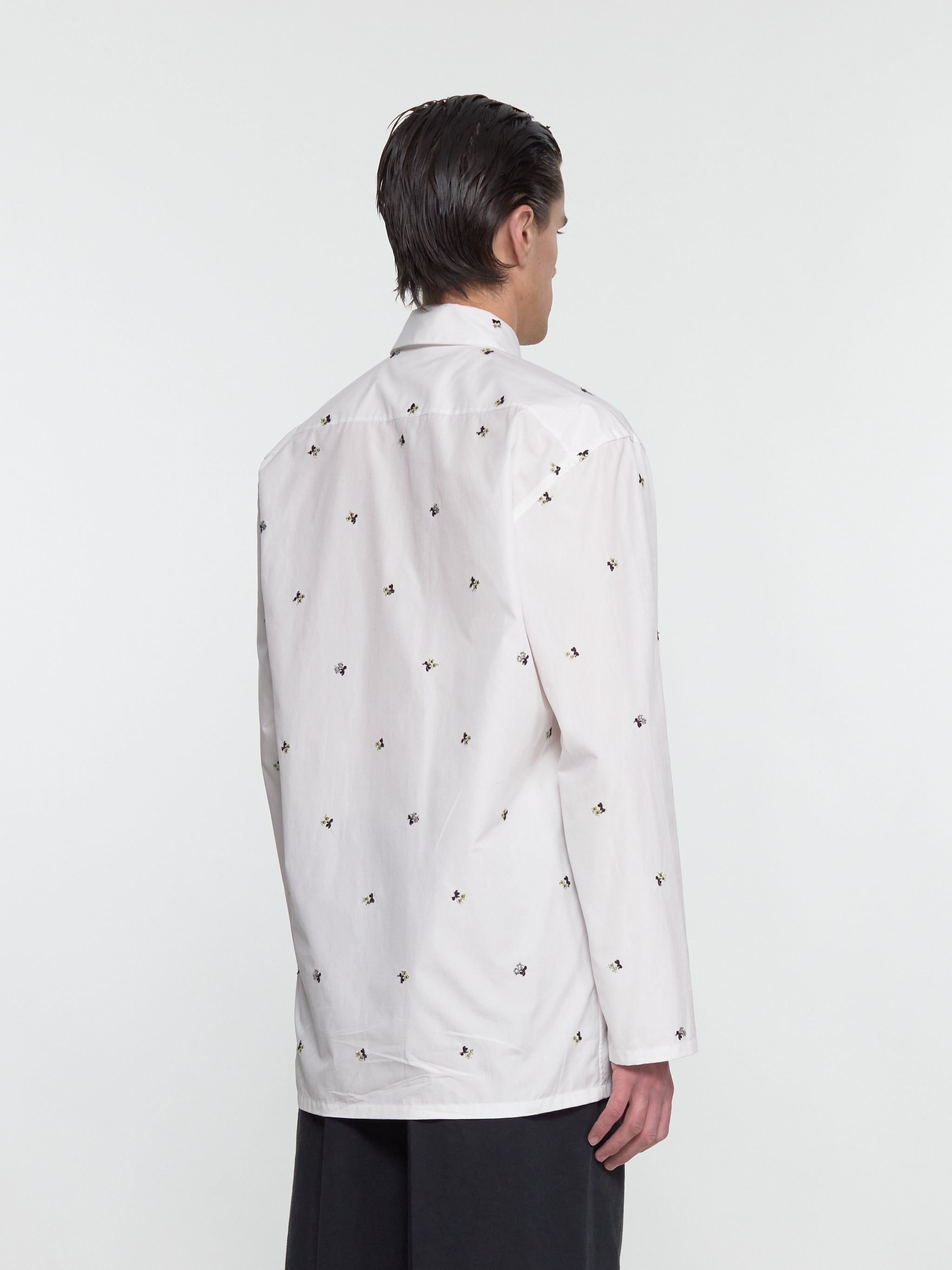 Poplin Shirt in White Flowers