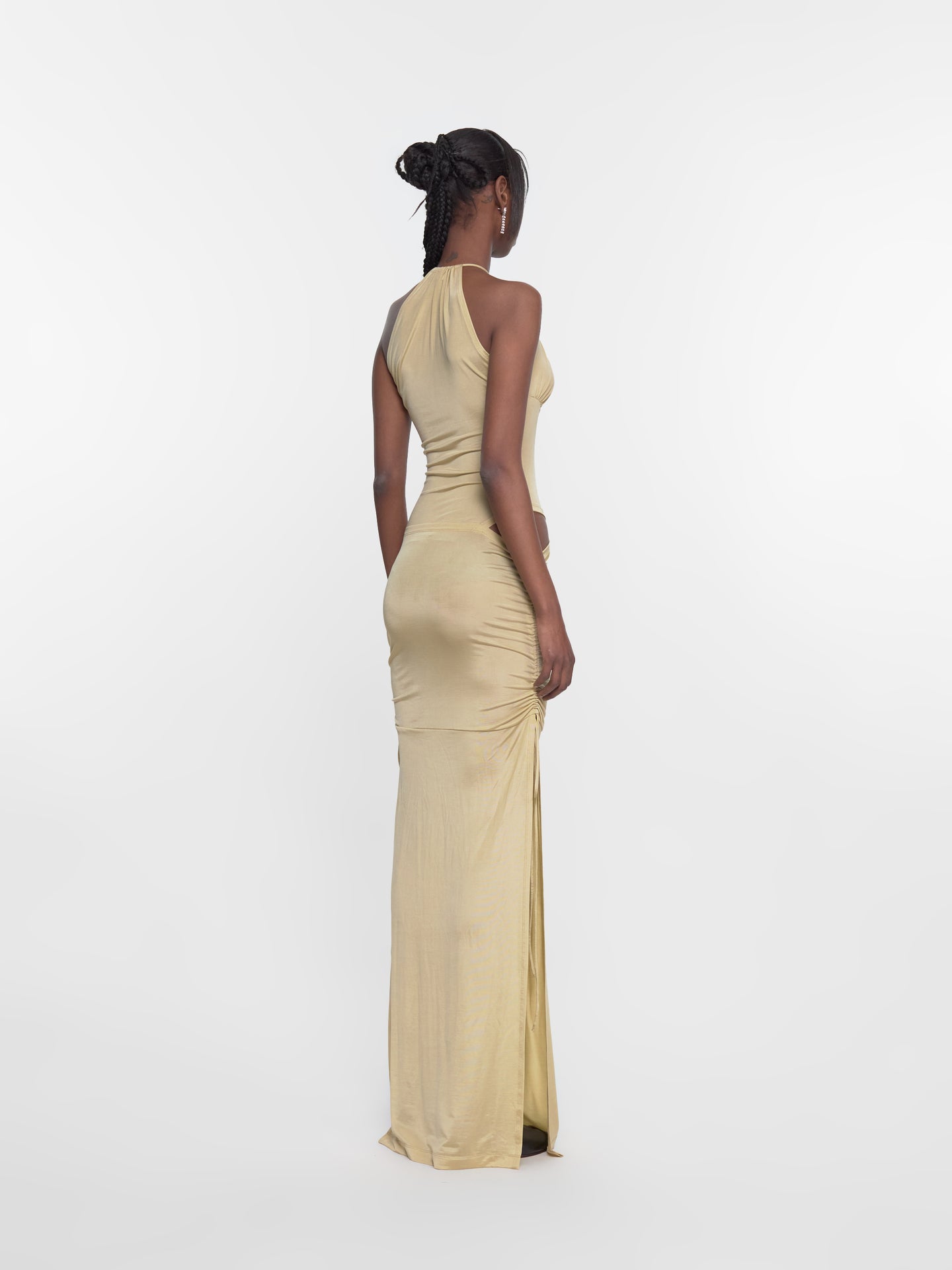 CU Dress with Tie Details in Pale Olive