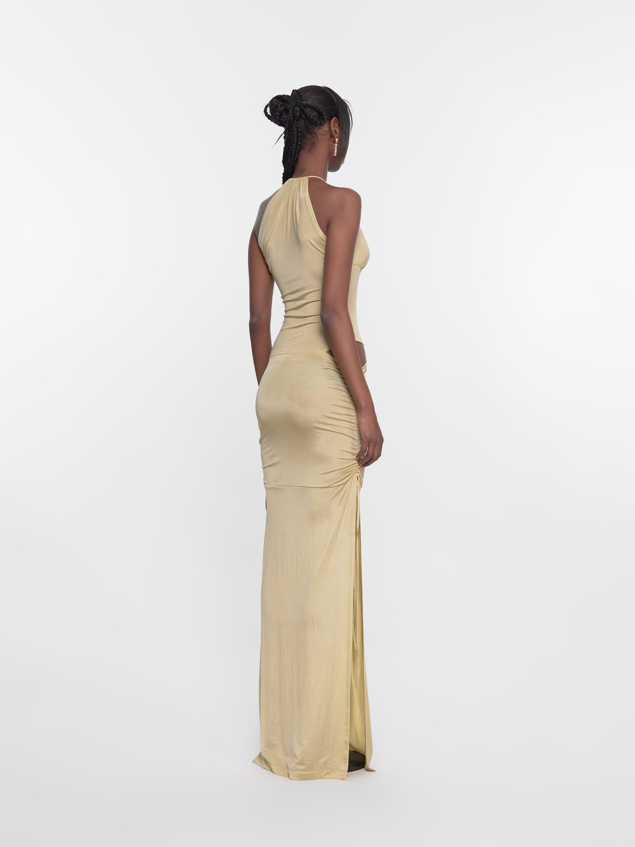 CU Dress with Tie Details in Pale Olive