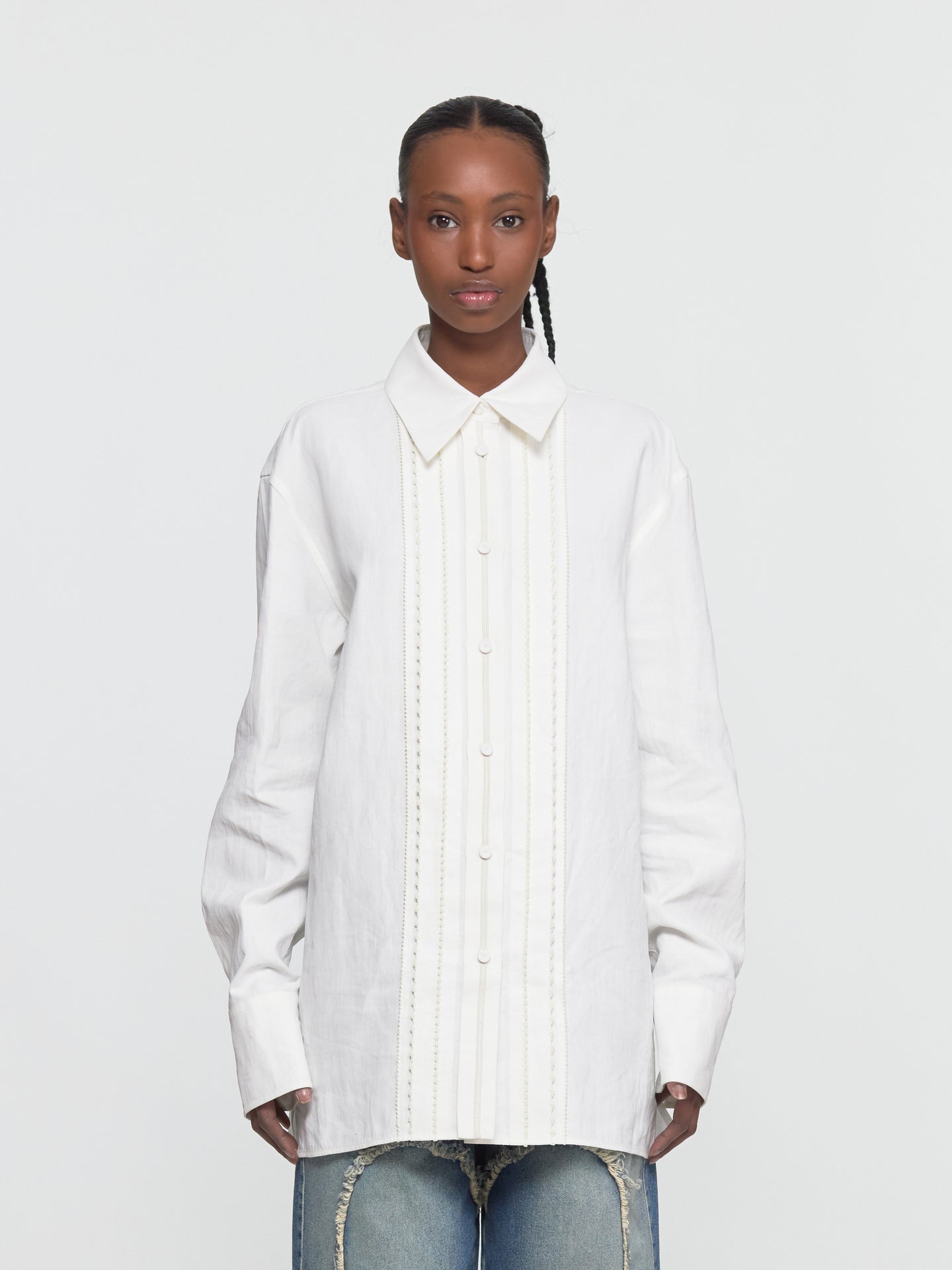 Embellished Shirt in Optic White