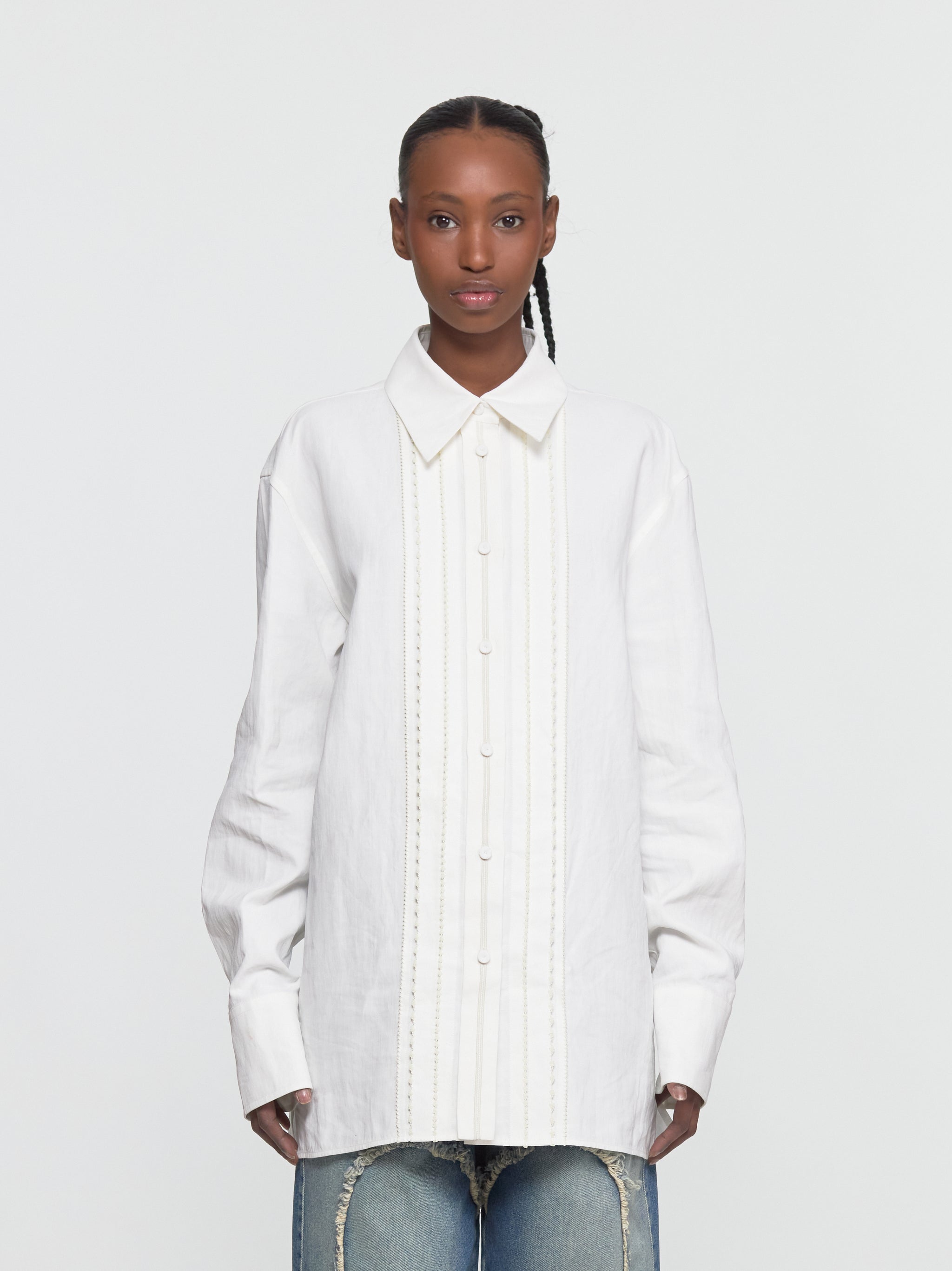 Embellished Shirt in Optic White