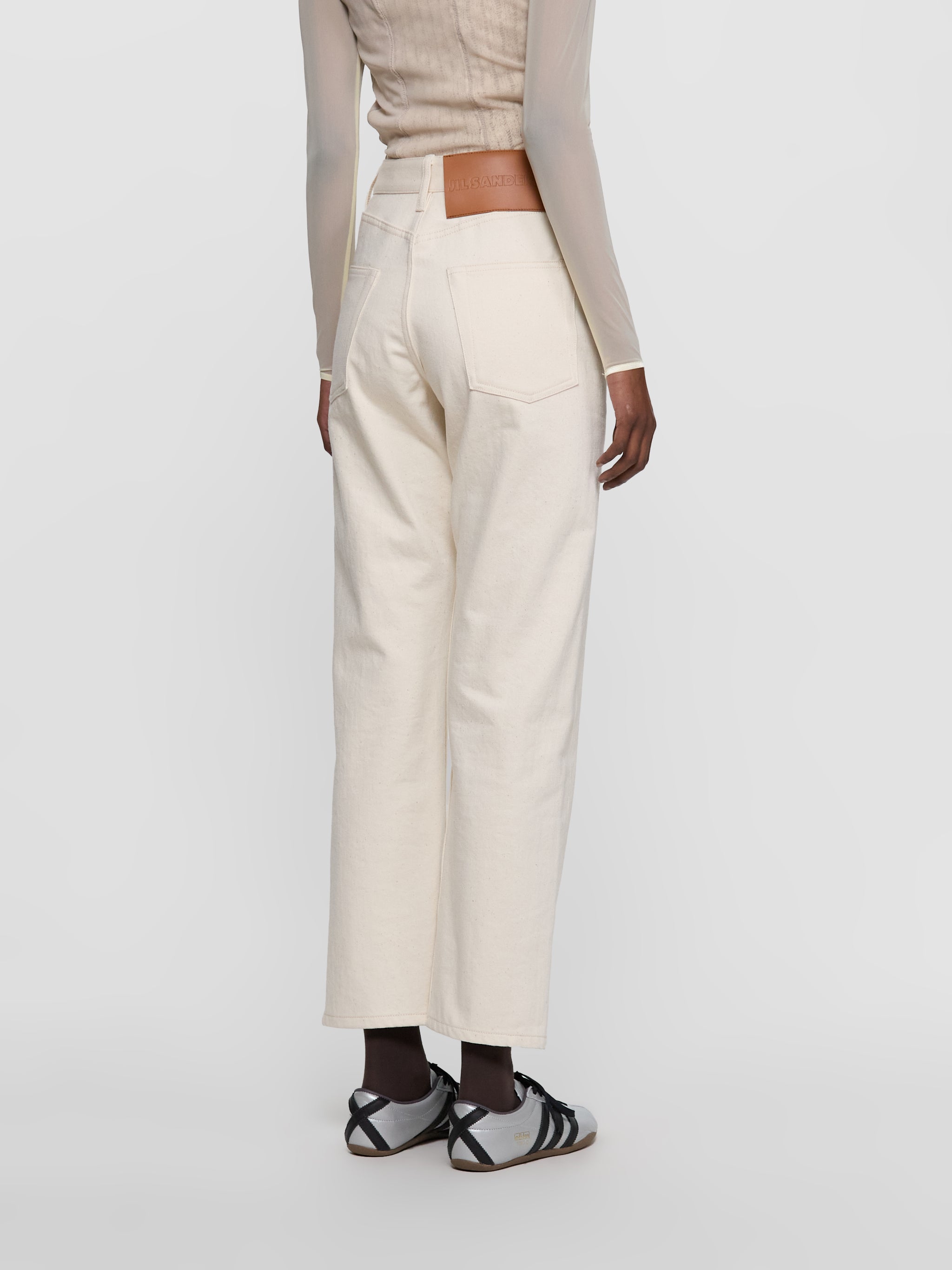 Denim Slim Twist Trousers in Natural