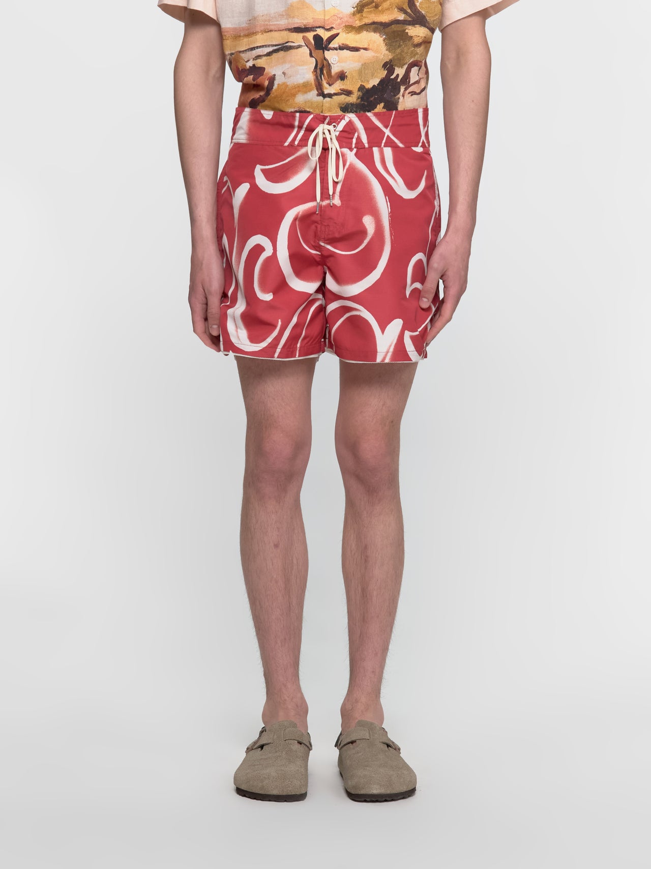 Bernie Printed Boardshorts in Red Monogram