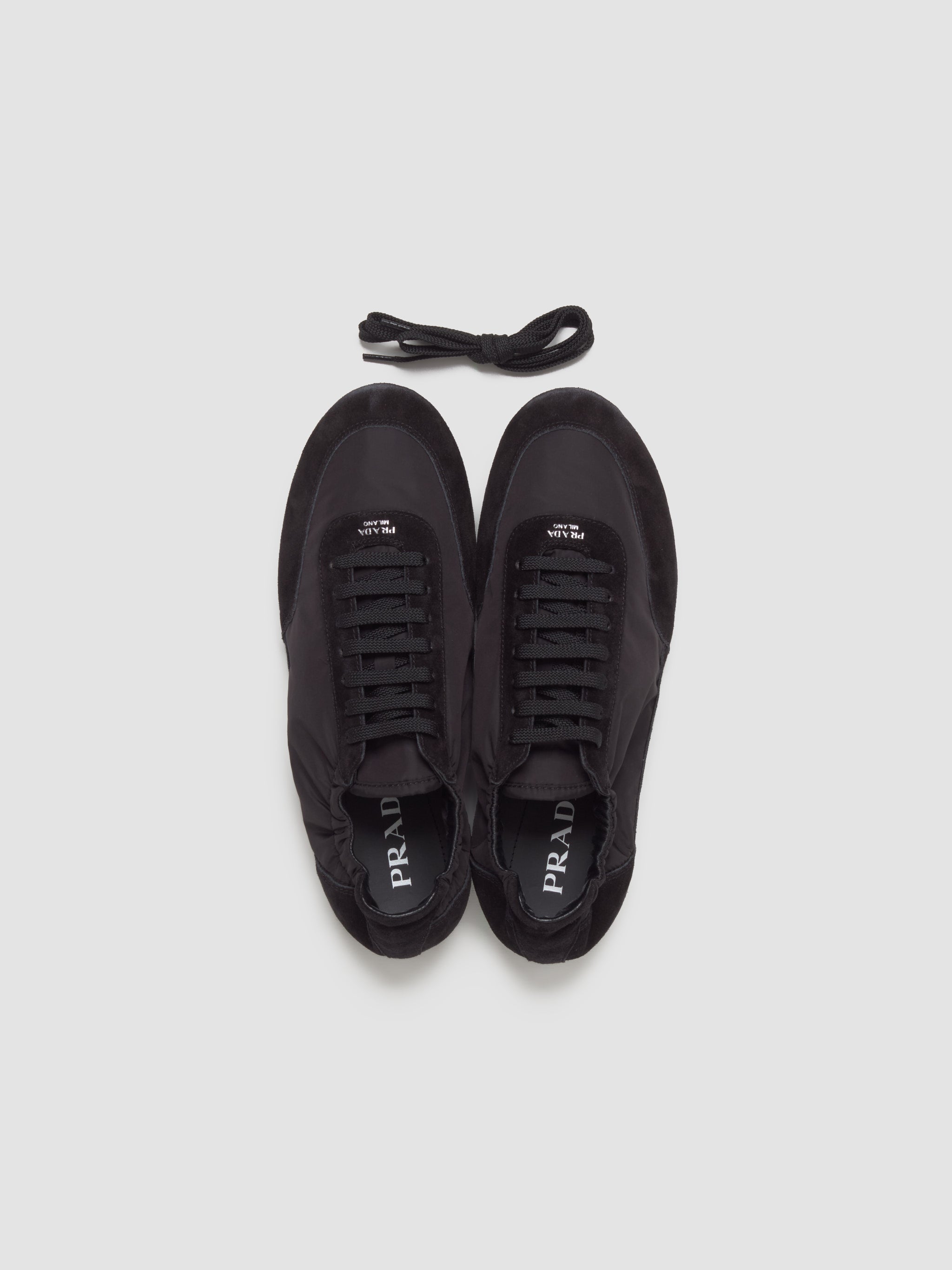 Collapse Re-Nylon and Suede Sneaker in Black