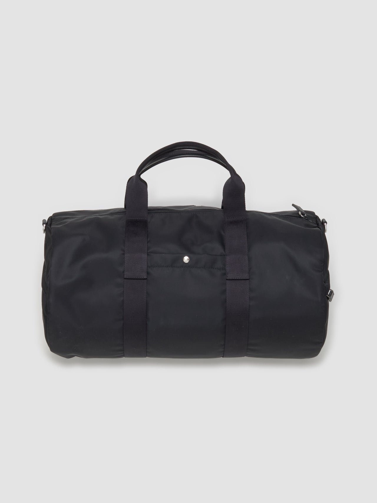 Re-Nylon and Saffiano Leather Duffle Bag in Black