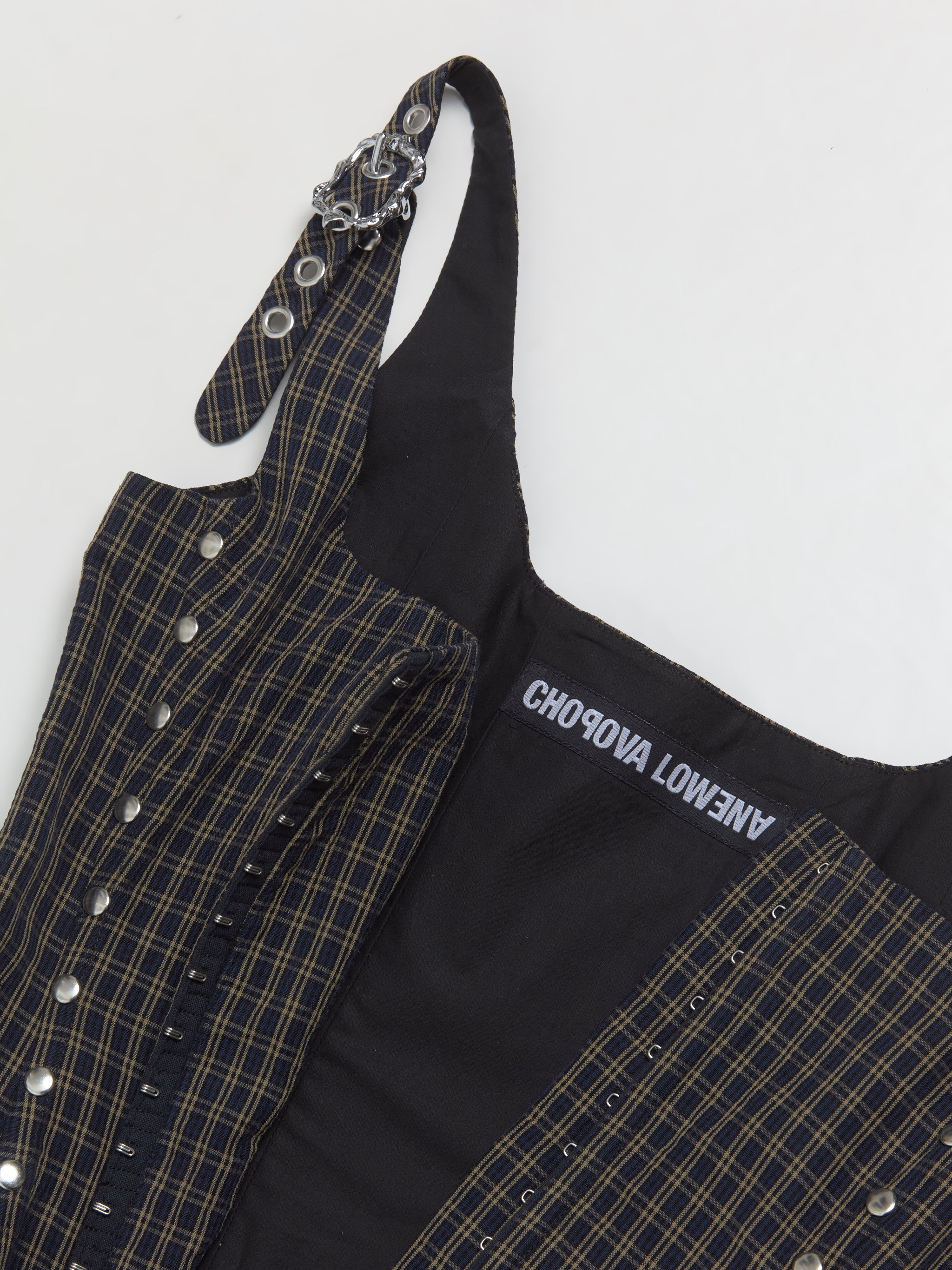 Afly Deco Carabiner Dress in Blue Tartan