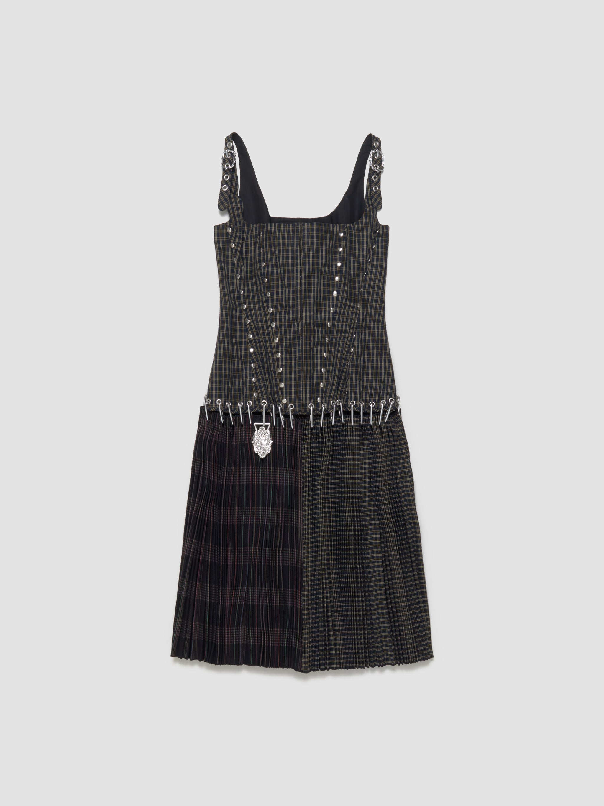 Afly Deco Carabiner Dress in Blue Tartan