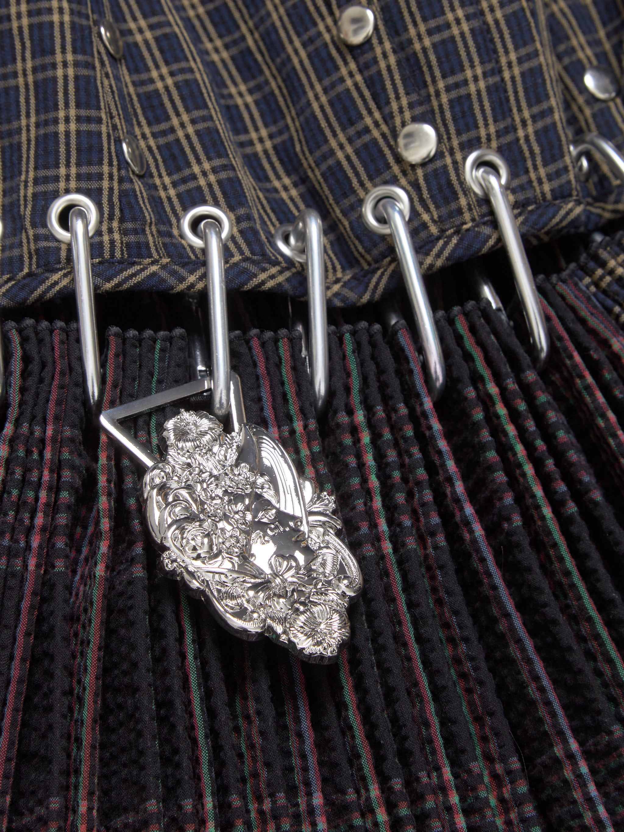 Afly Deco Carabiner Dress in Blue Tartan