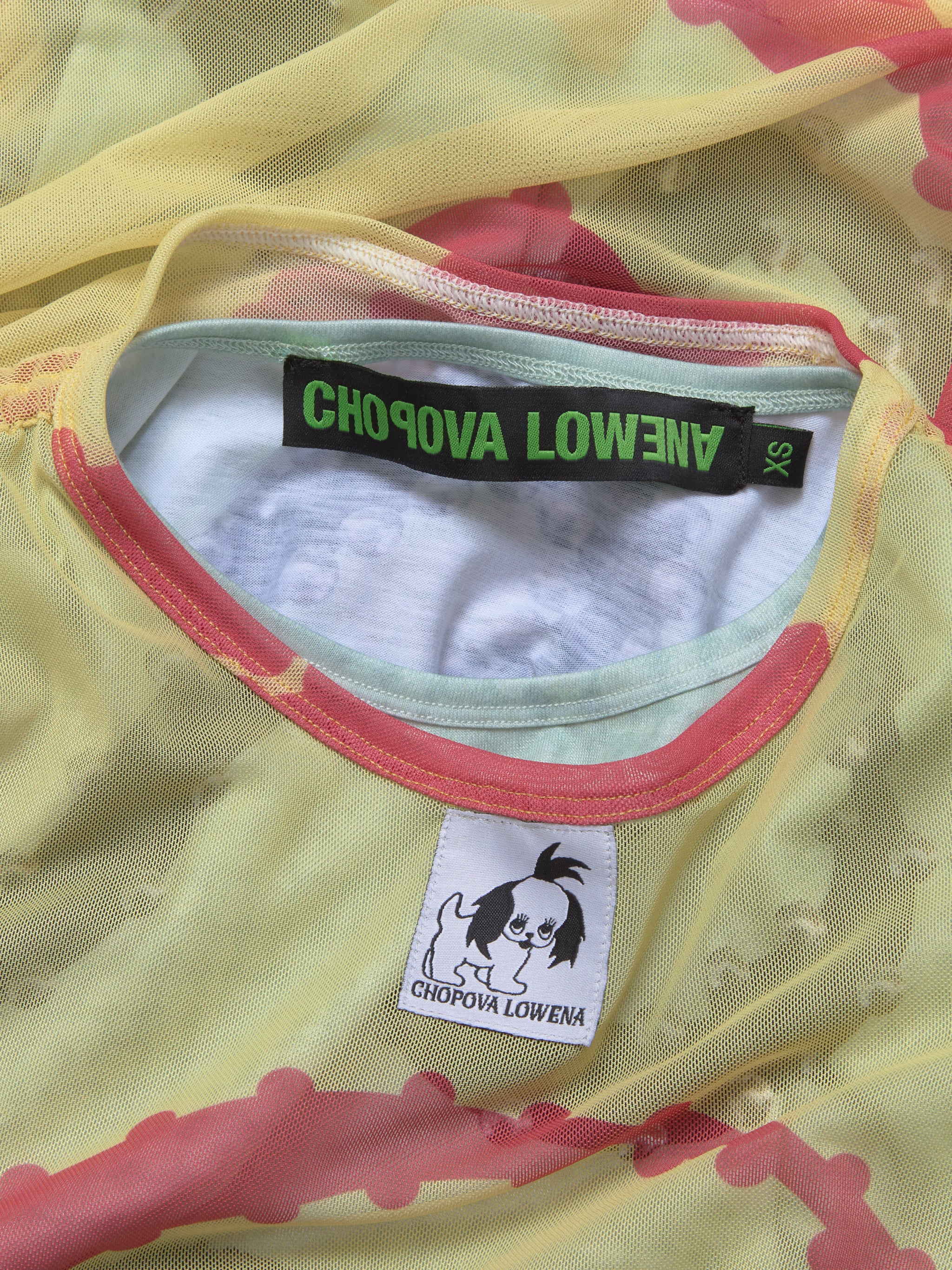 Cat Ballast Long Sleeve Top in Green & Yellow