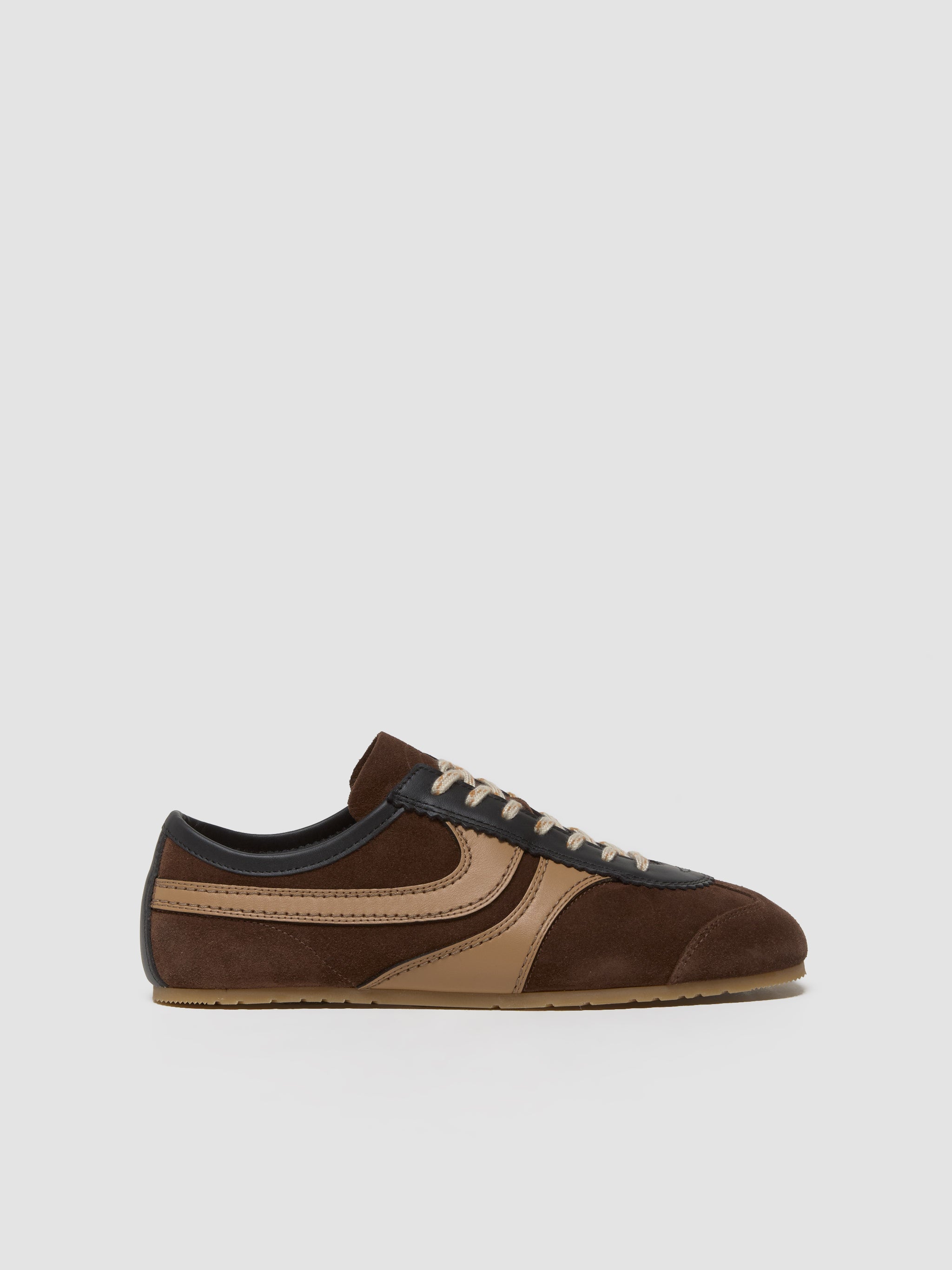 Women's Suede Sneaker in Dark Brown