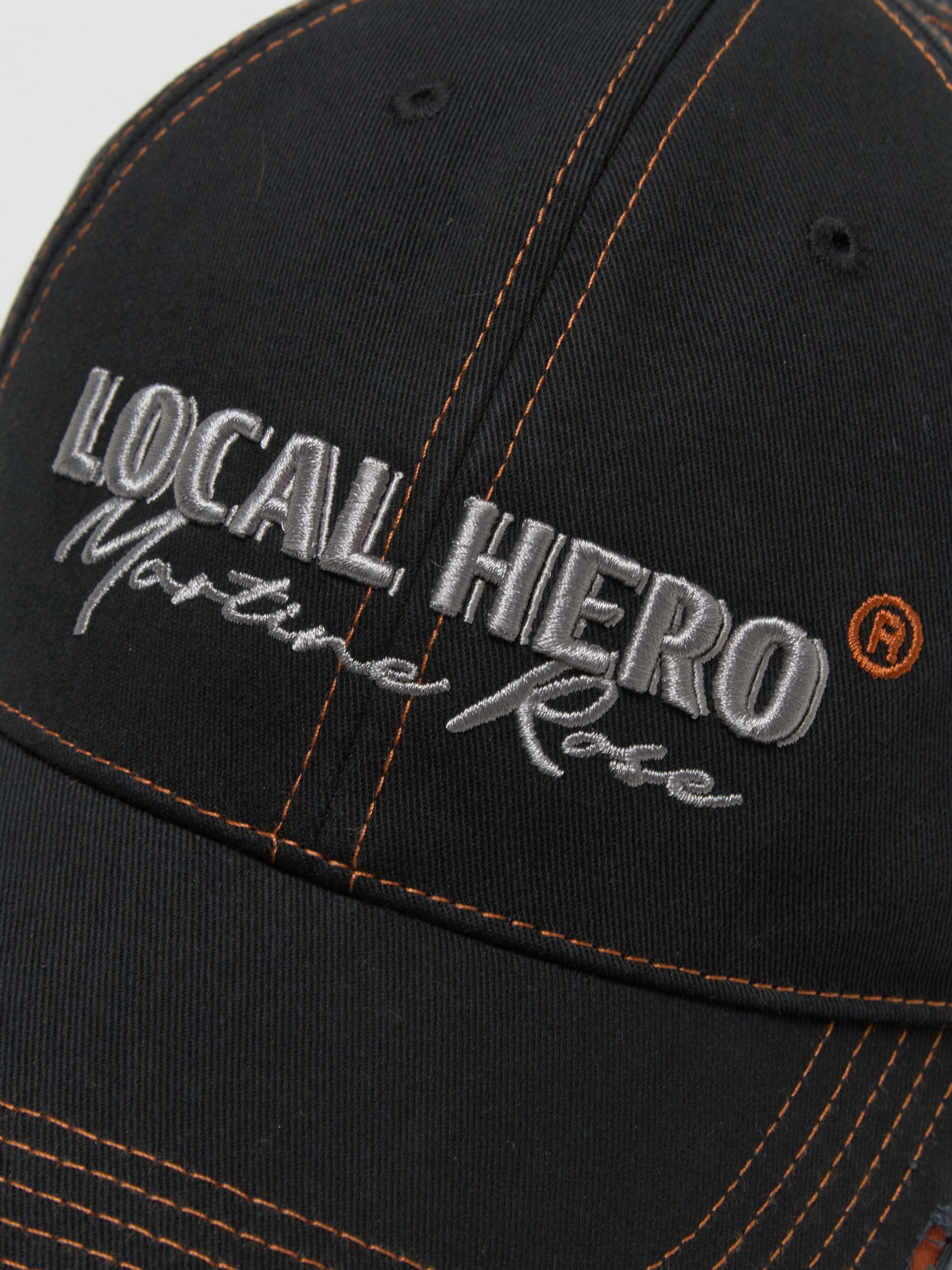 Roll Back Cap in Black & Orange