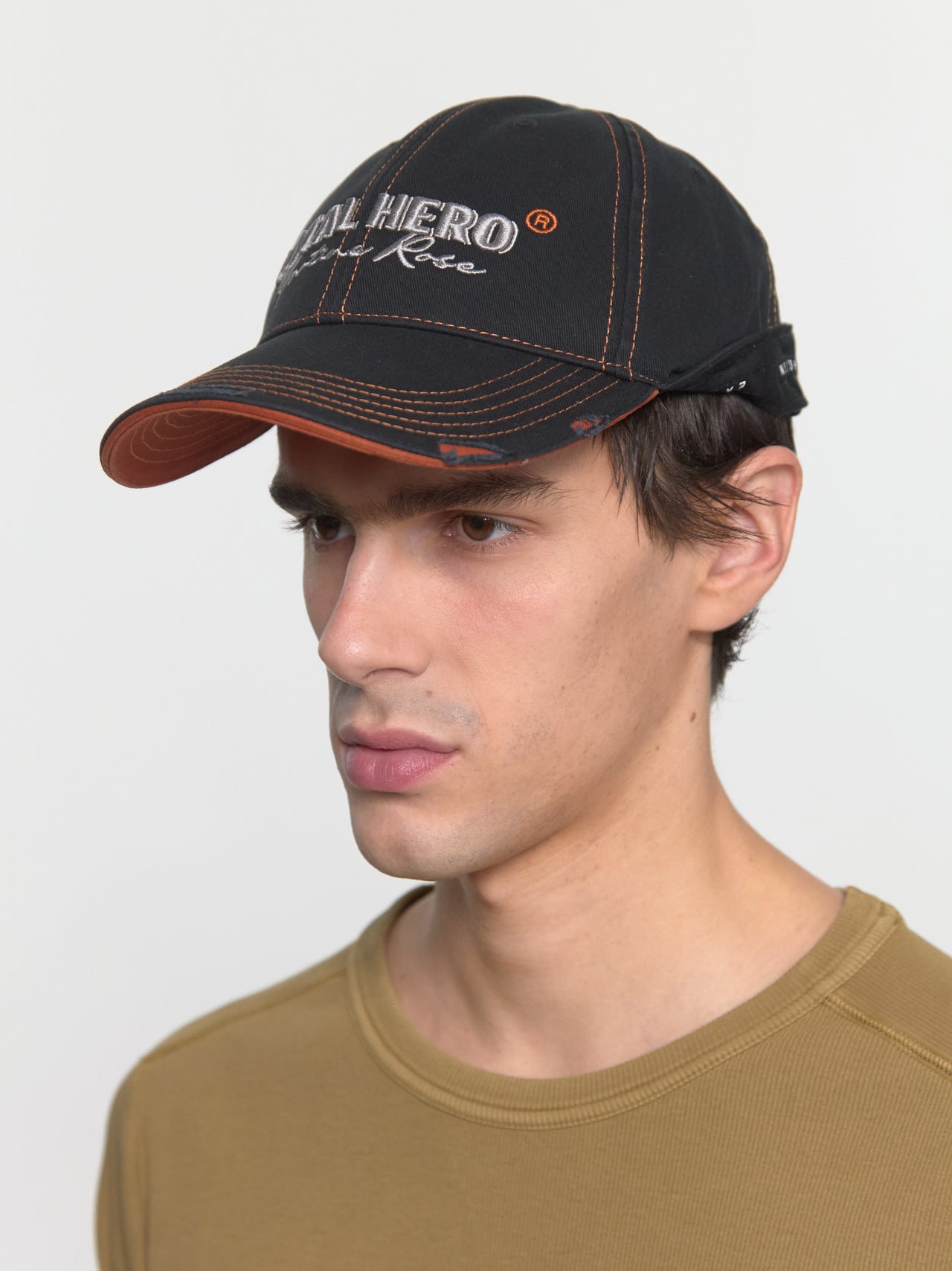 Roll Back Cap in Black & Orange