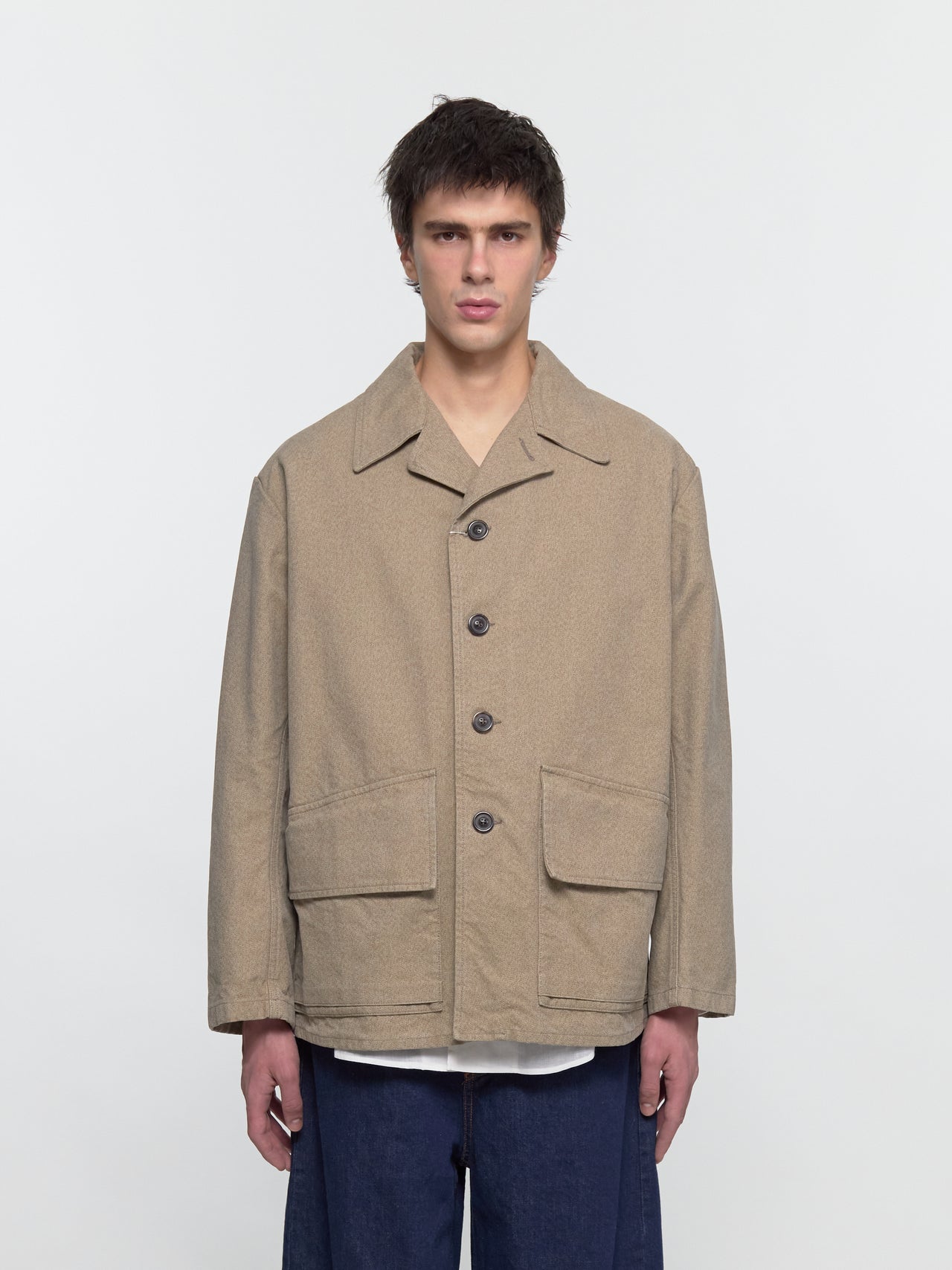 Cotton Caban Jacket in Sand