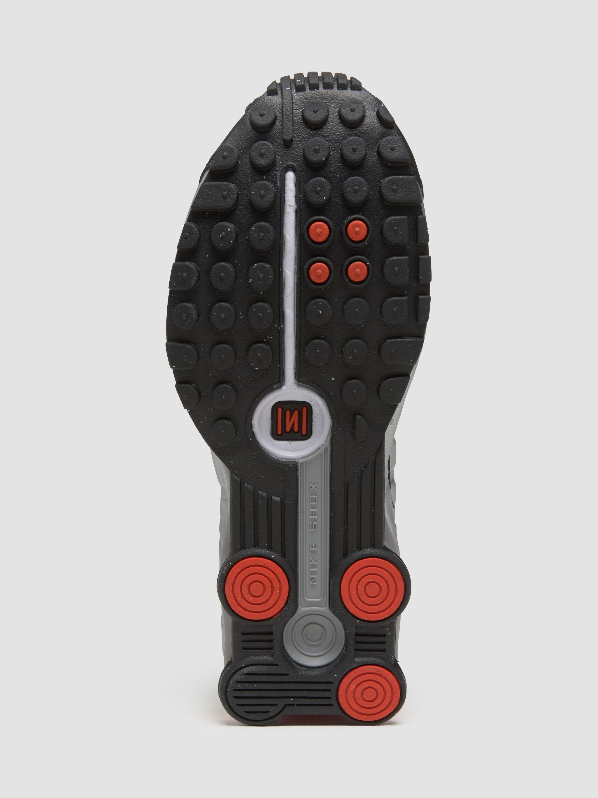 Shox R4 Sneaker in Black & Metallic Silver