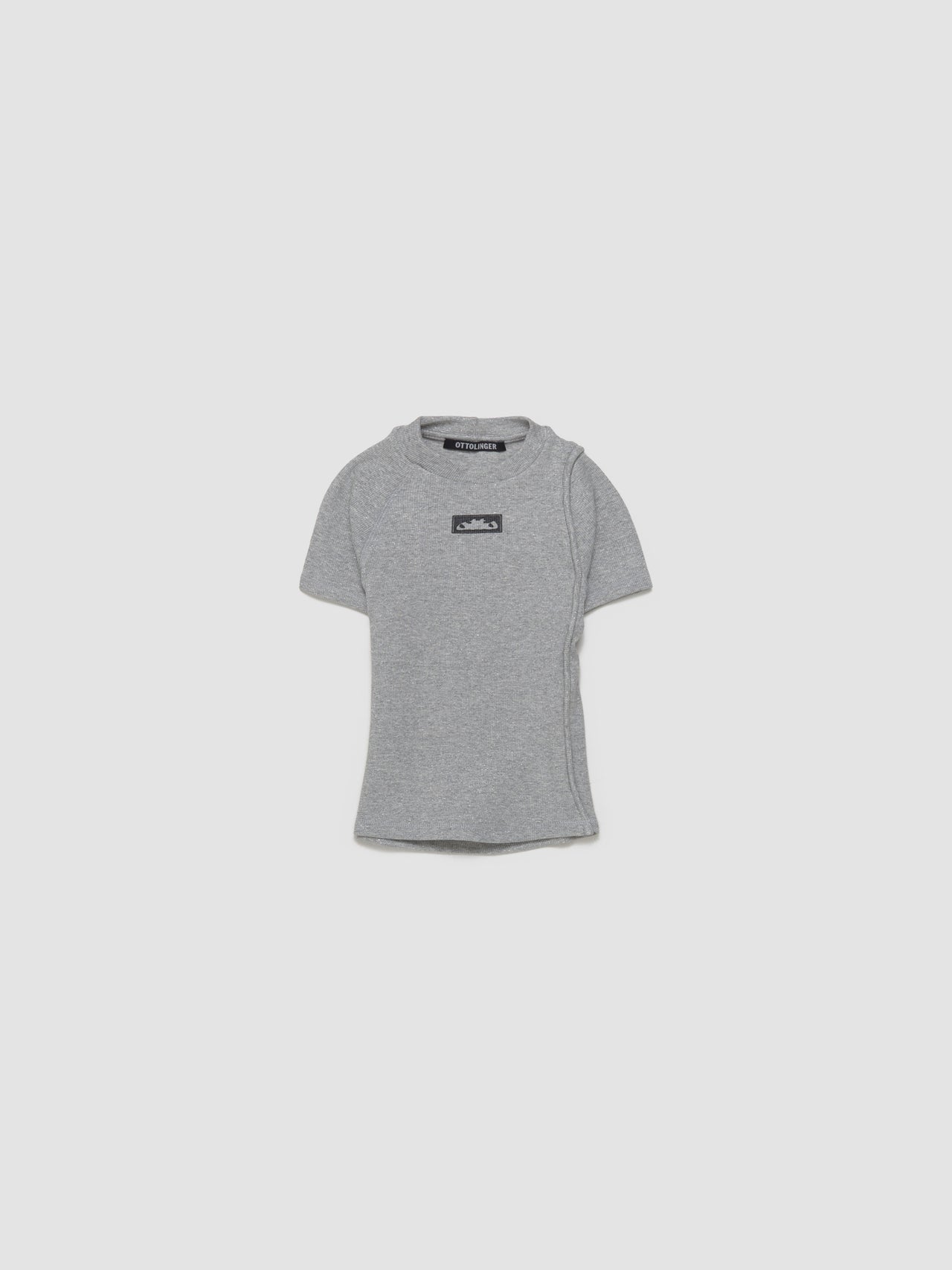 Deconstructed Rib T-Shirt in Grey & Silver