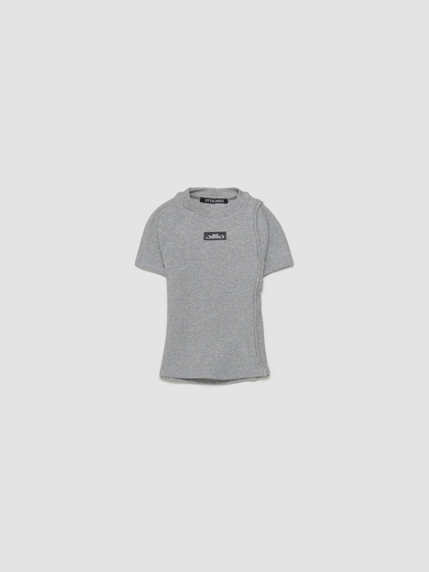 Deconstructed Rib T-Shirt in Grey & Silver