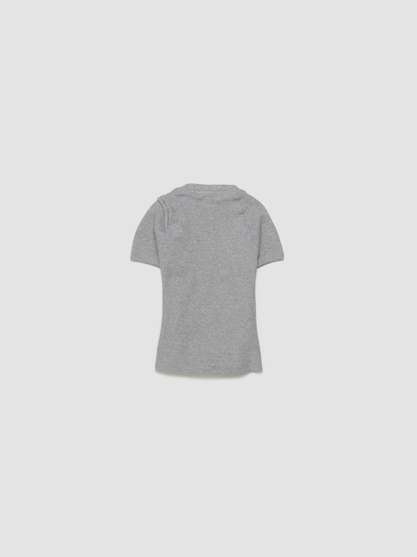 Deconstructed Rib T-Shirt in Grey & Silver