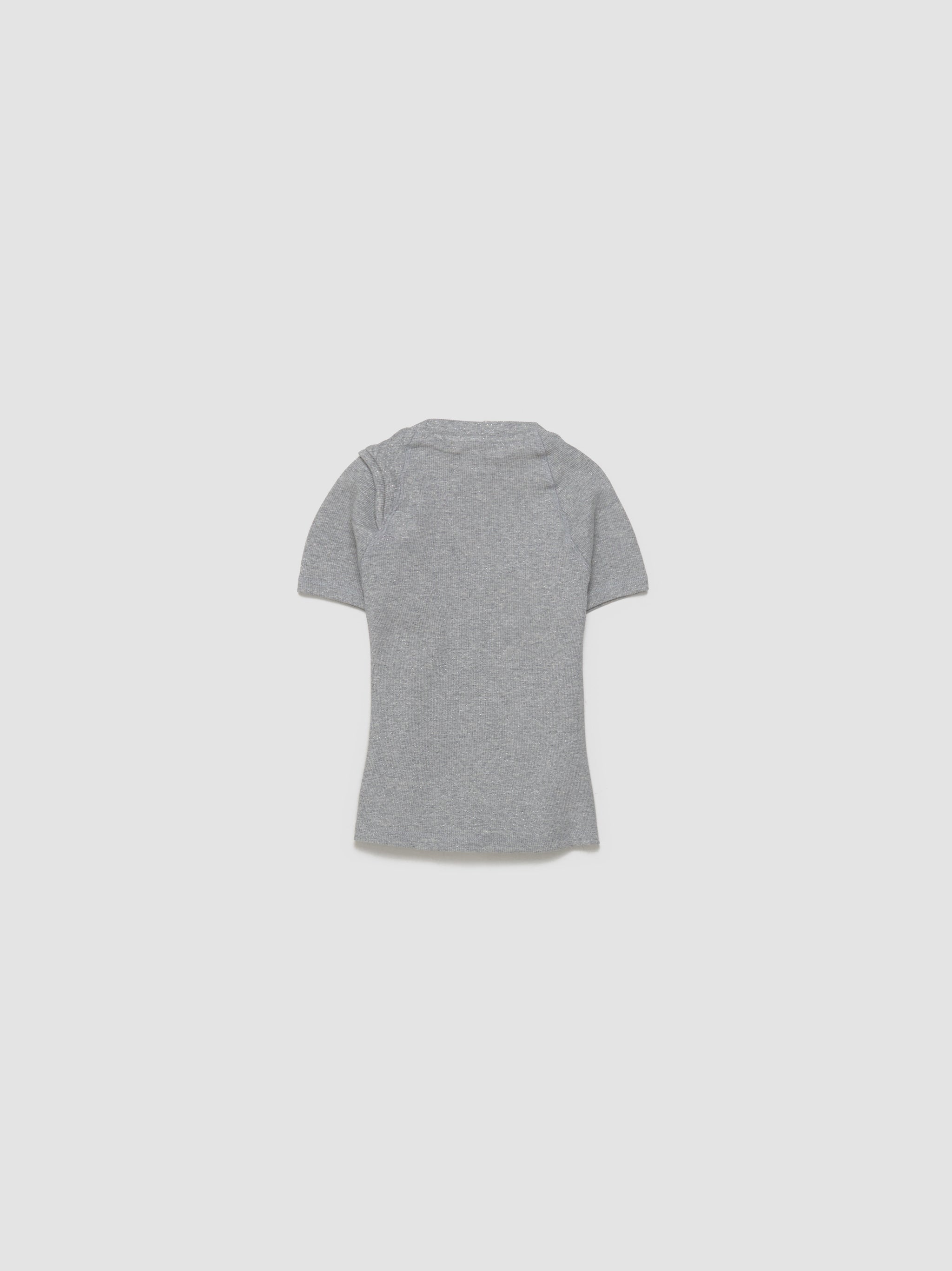 Deconstructed Rib T-Shirt in Grey & Silver