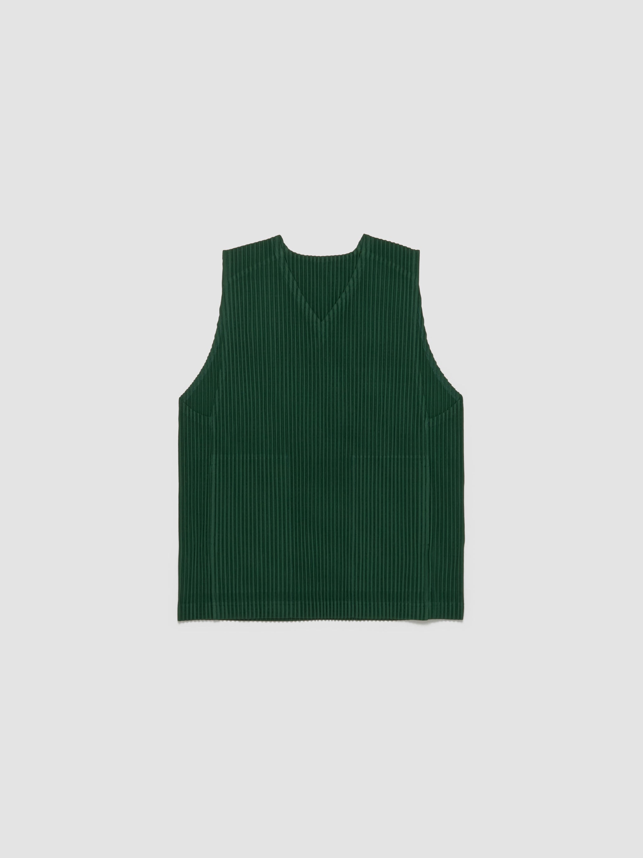 Pleated Vest in Seaweed Green