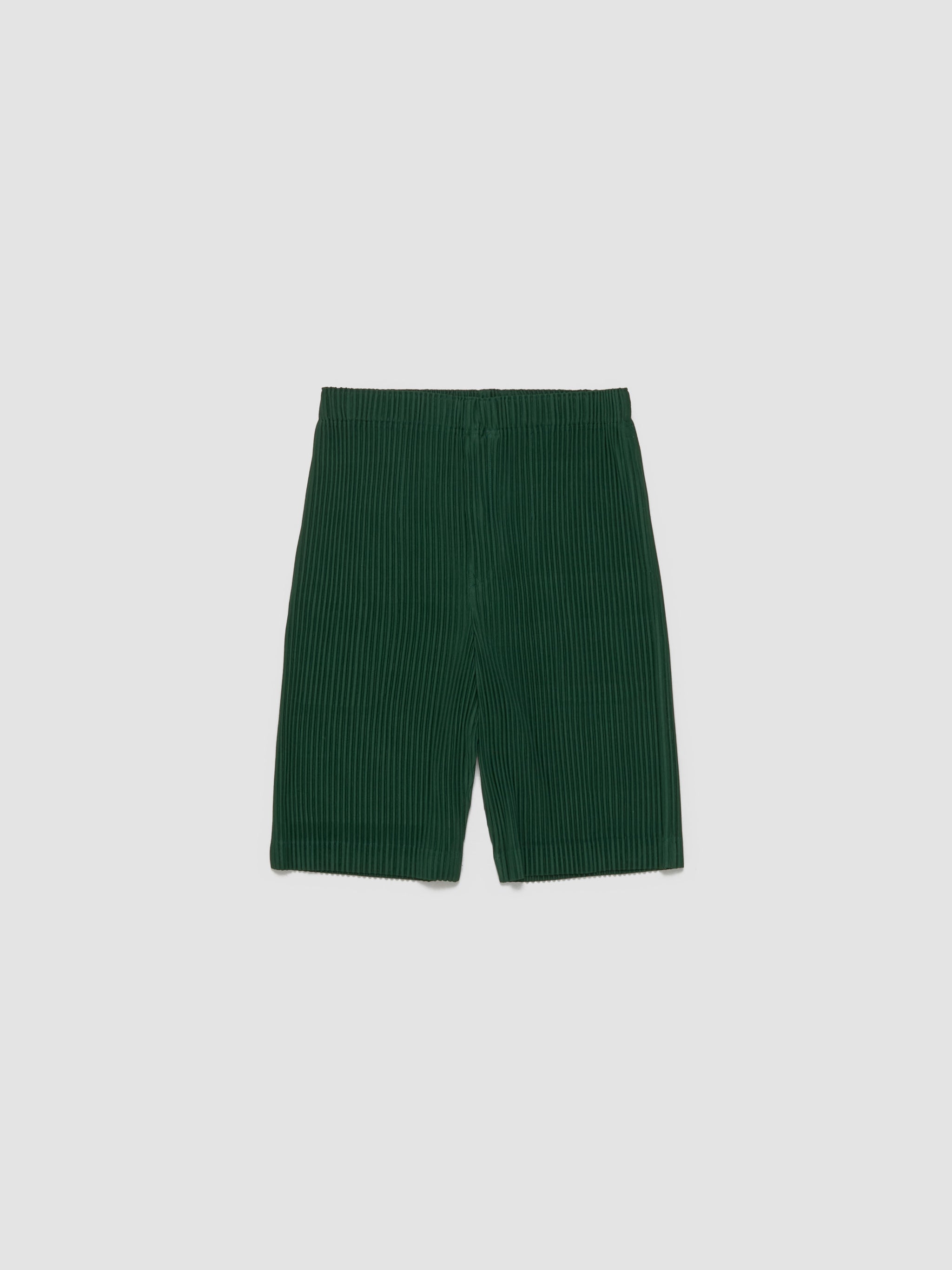 Pleated Bermuda Shorts in Seaweed Green