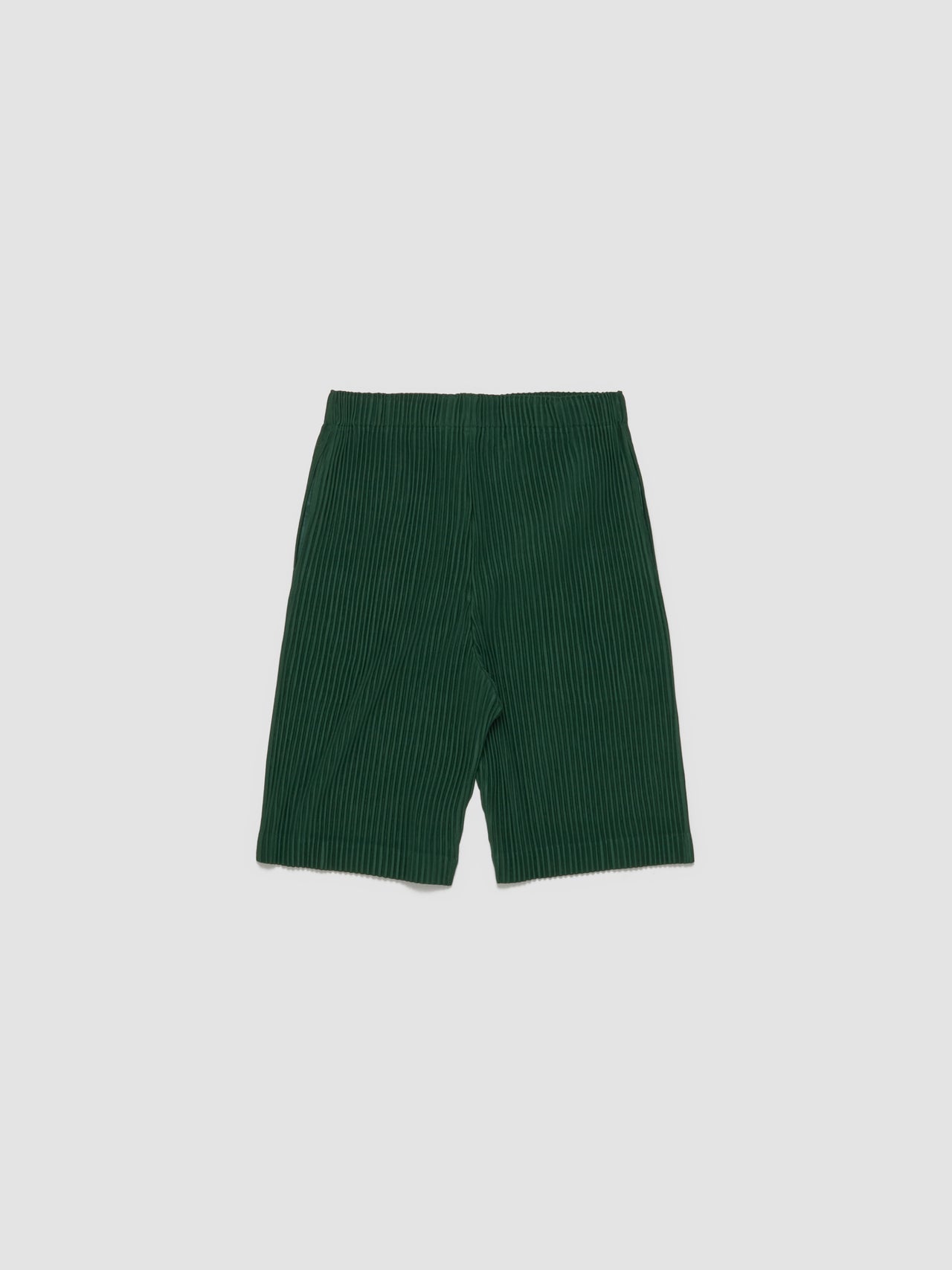 Pleated Bermuda Shorts in Seaweed Green