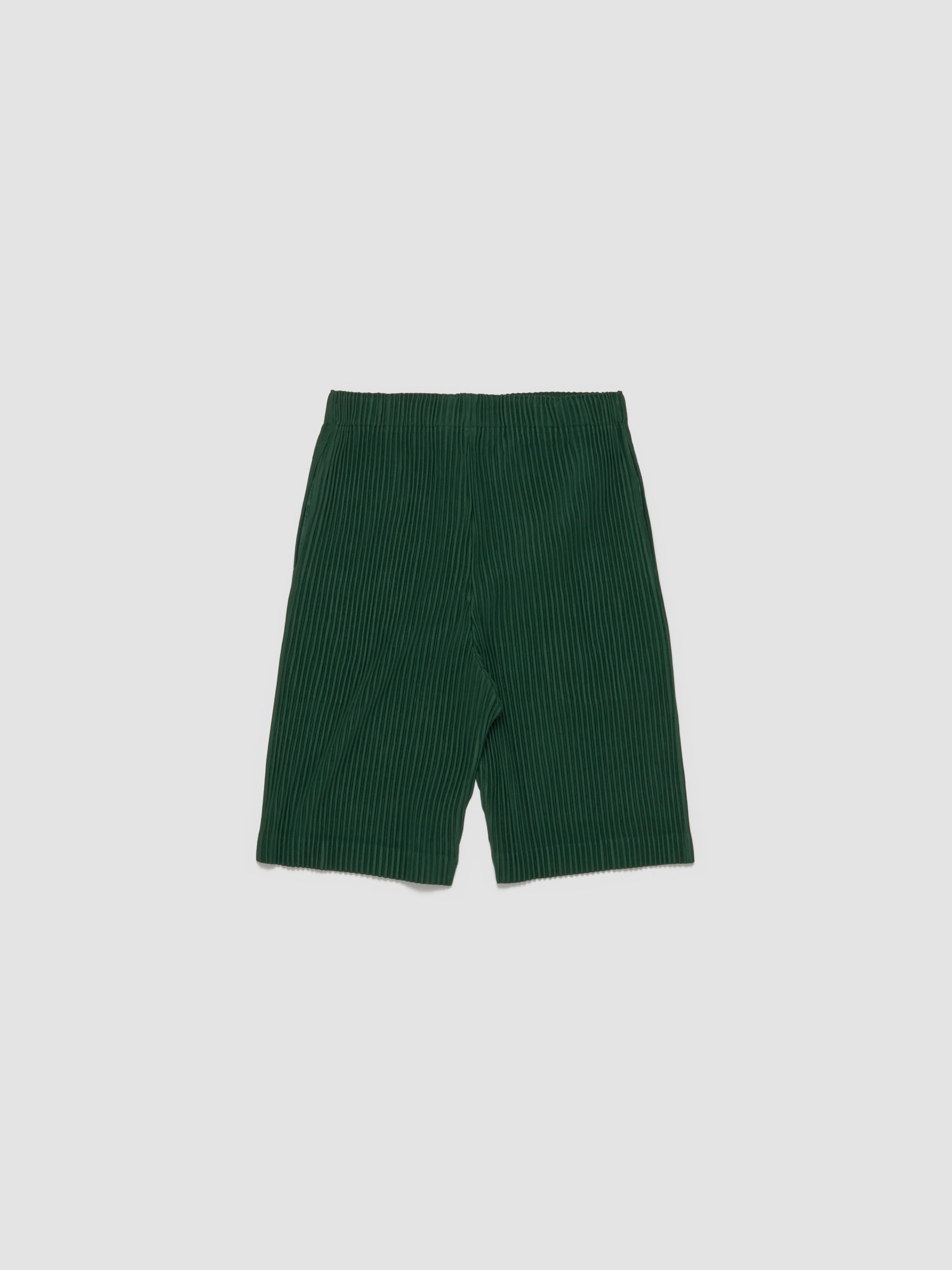 Pleated Bermuda Shorts in Seaweed Green